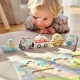 Tooky Toy Drewniane Puzzle Pojazdy Samochody Samolot Statek Miasto Dopasuj Kształty