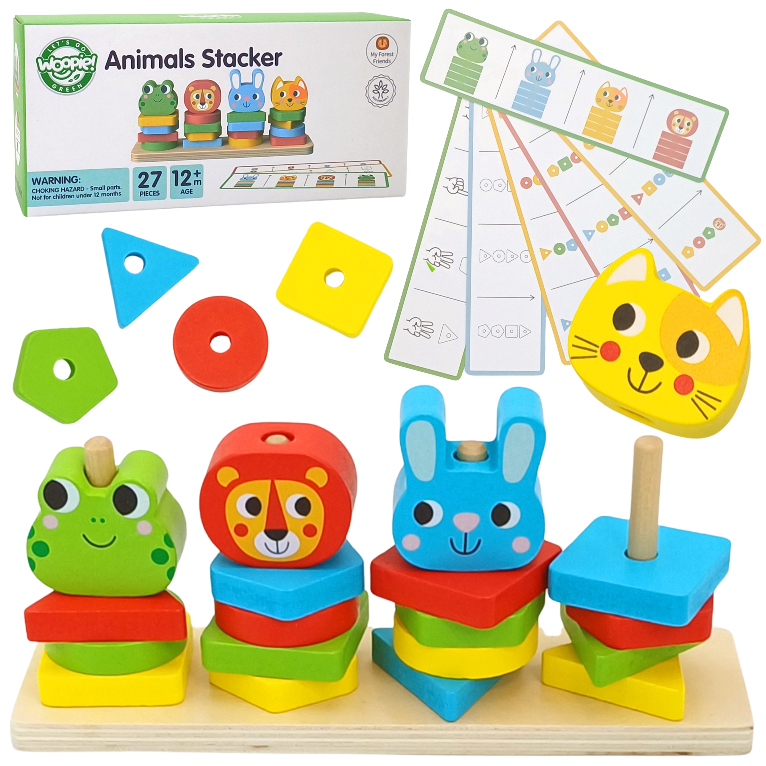 Układanka montessori piramidka zwierzątka 27 el. fsc