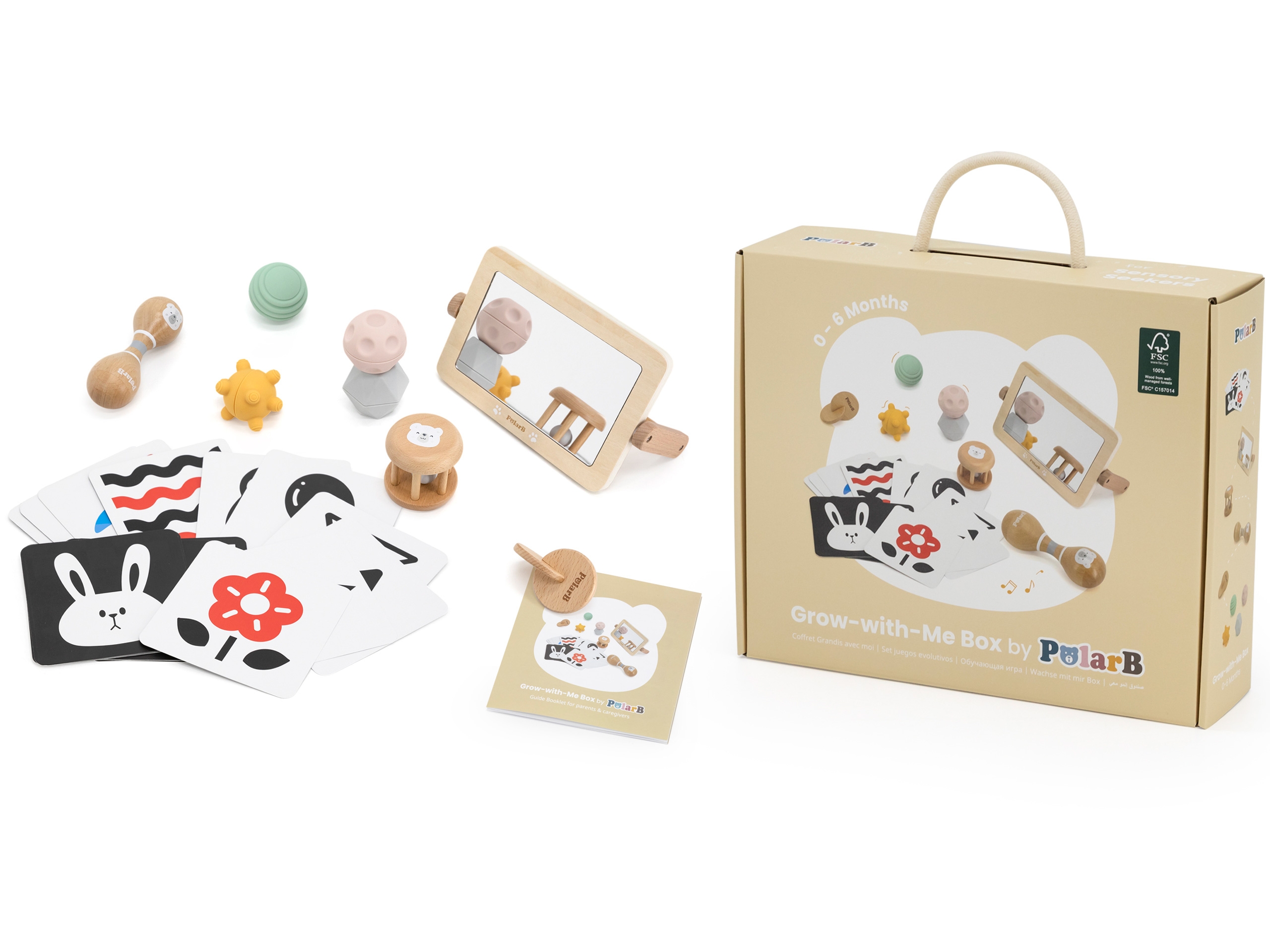 Zestaw zabawek edukacyjnych pudełko box od urodzenia do 6 miesiąca