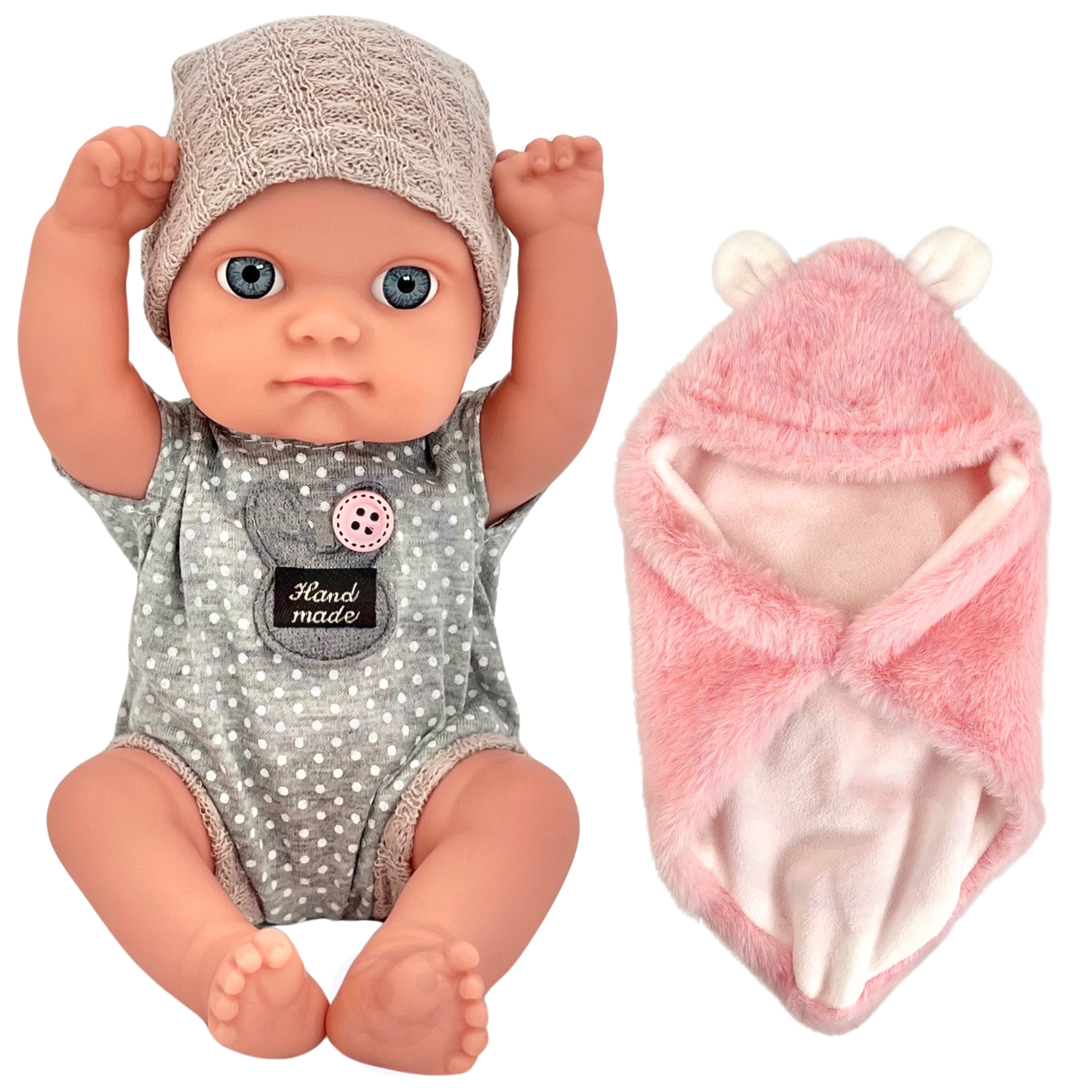 Pierwsza lalka bobas z kocykiem króliczkiem 23 cm