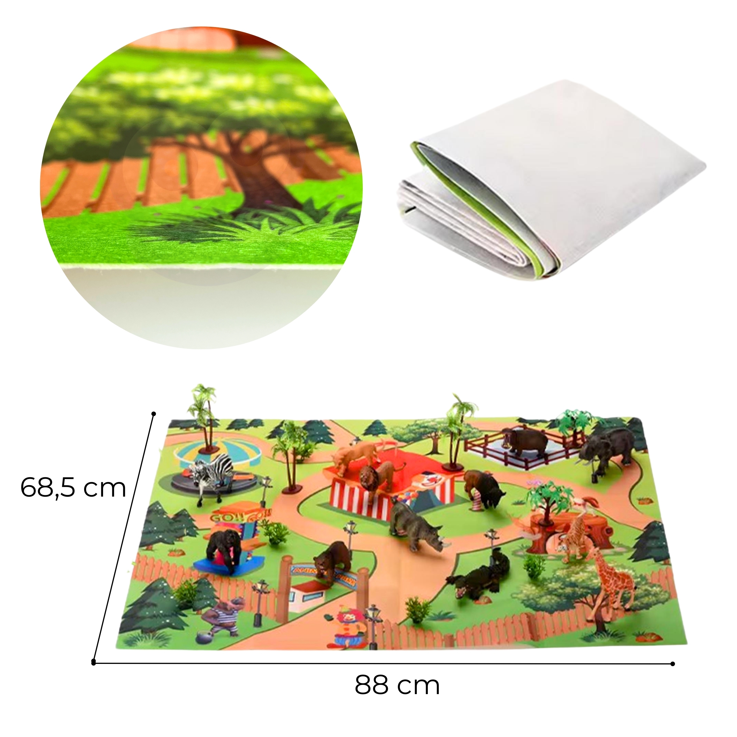 Large wild animal figures set + mat and accessories 23 el.