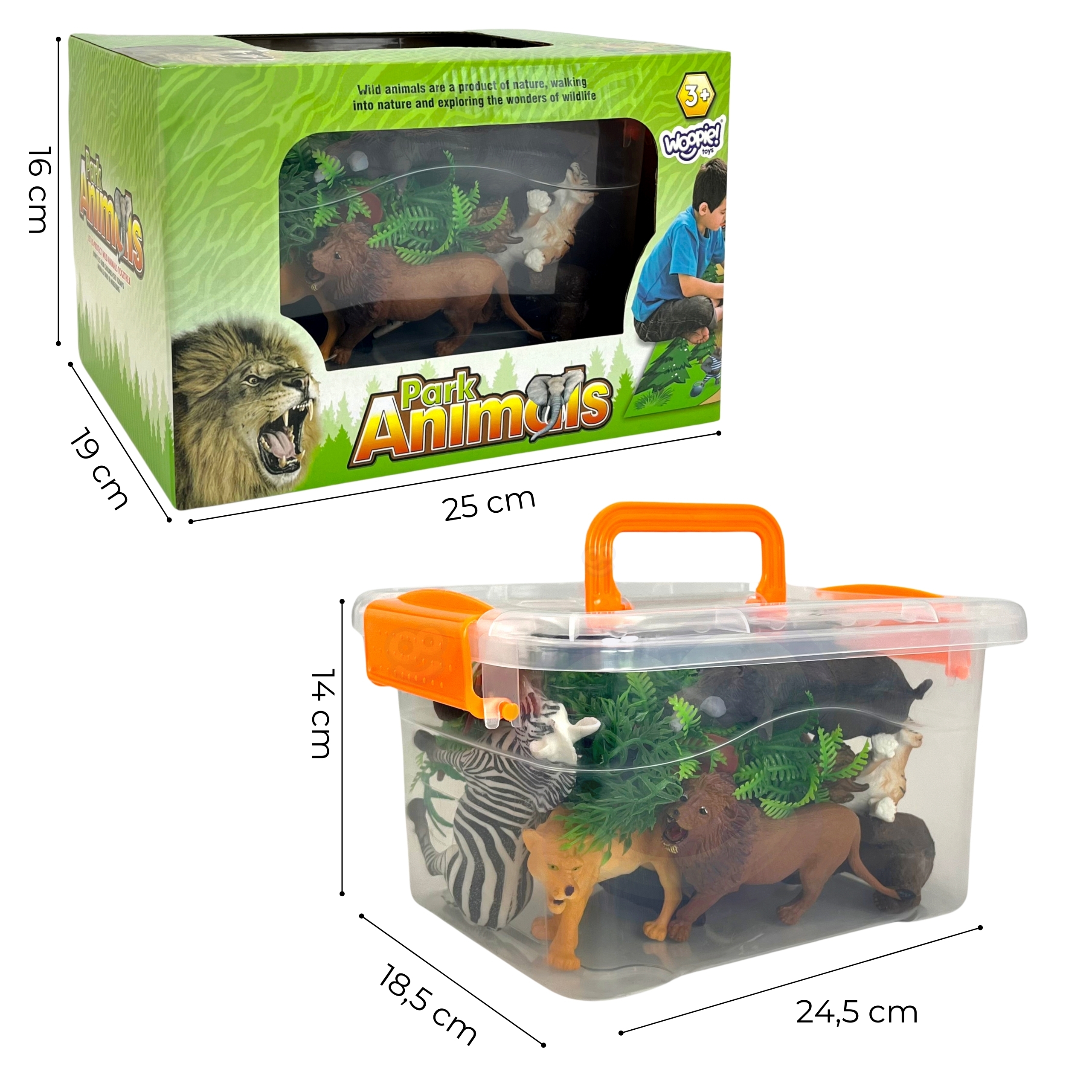 Large wild animal figures set + mat and accessories 23 el.