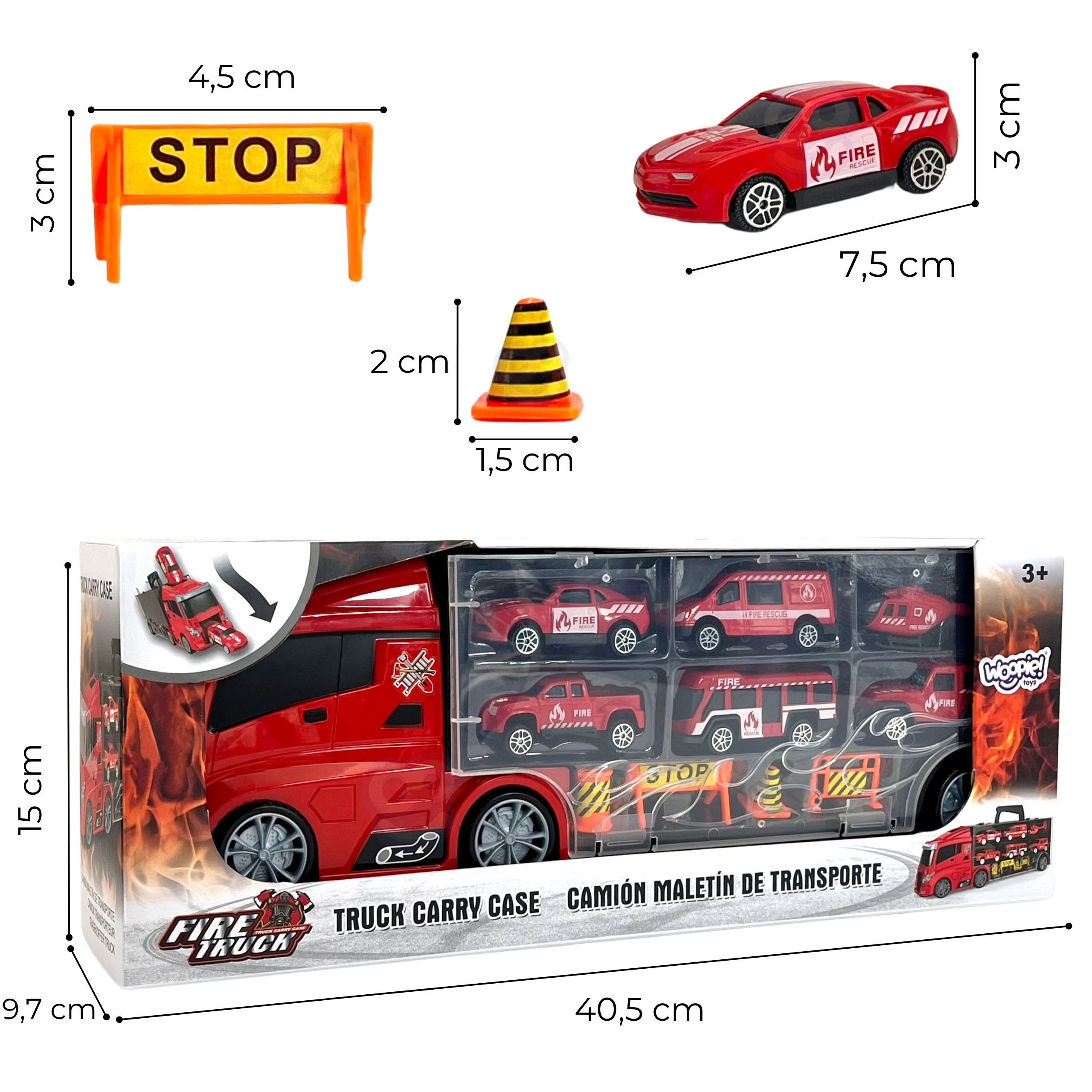 Zestaw ciężarówka transporter 3w1 czerwony 11 el.