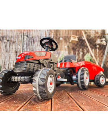 WOOPIE Traktor MAX na pedały z przyczepą czerwony