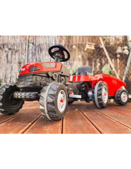 WOOPIE Traktor MAX na pedały z przyczepą czerwony