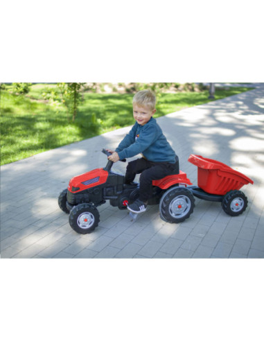 WOOPIE Traktor MAX na pedały z przyczepą czerwony