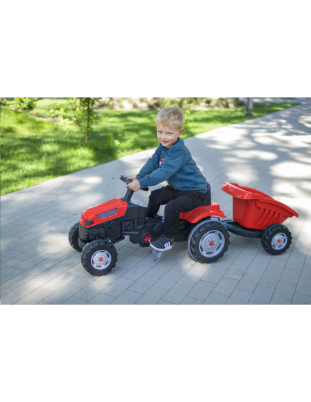 WOOPIE Traktor MAX na pedały z przyczepą czerwony