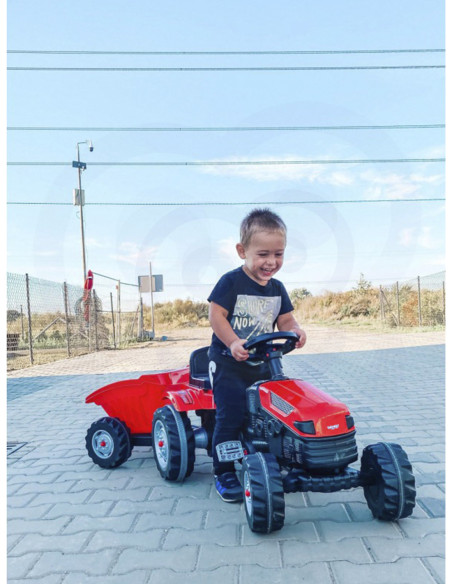 WOOPIE Traktor MAX na pedały z przyczepą czerwony