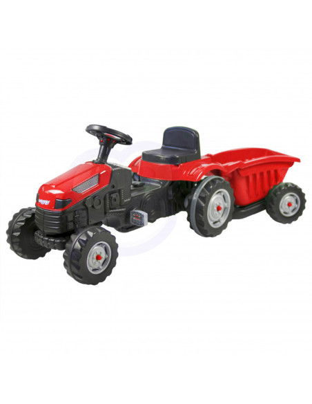 WOOPIE Traktor MAX na pedały z przyczepą czerwony