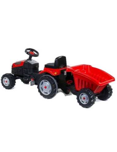 WOOPIE Traktor MAX na pedały z przyczepą czerwony