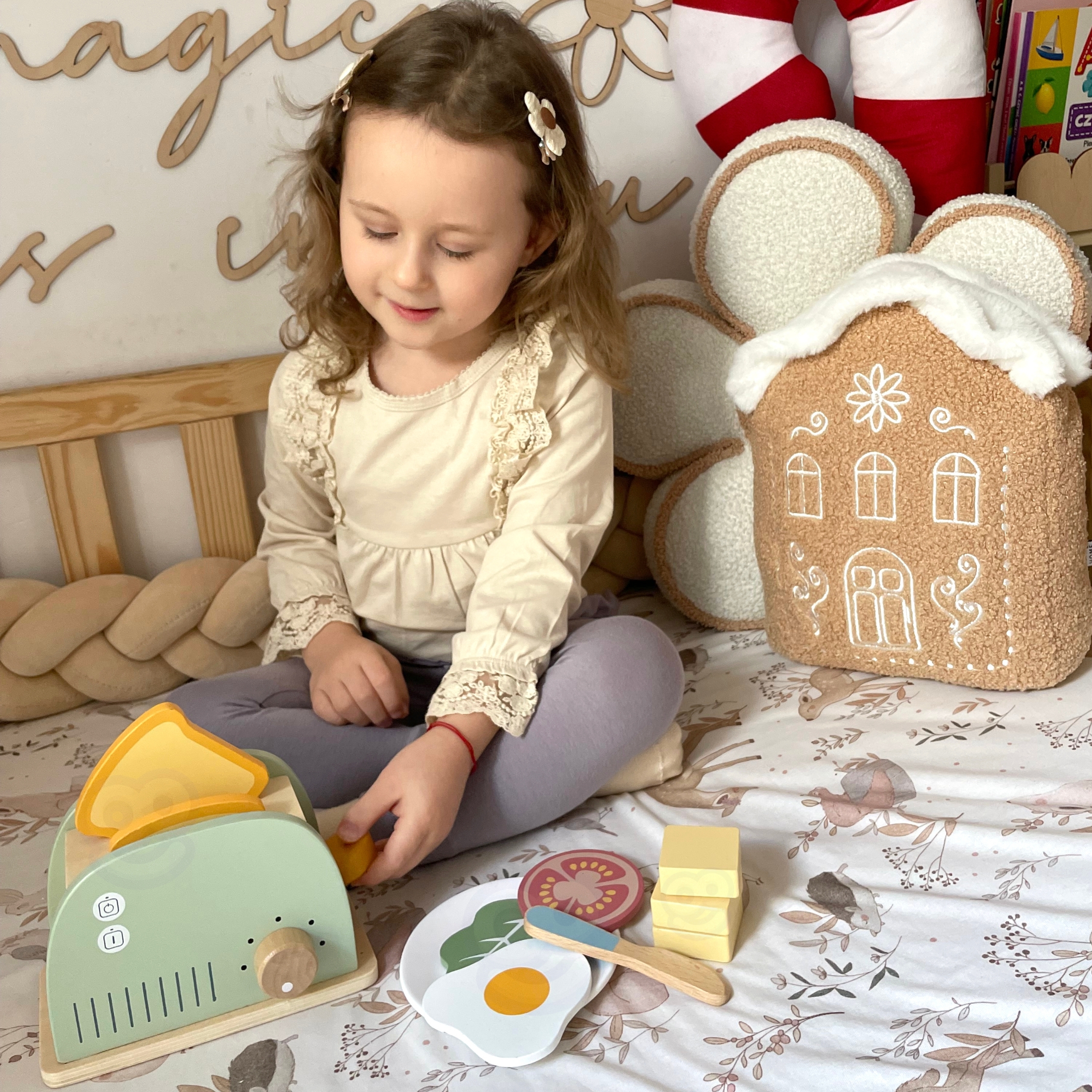 Pastelowa Kuchnia Malucha - Drewniany Zestaw Śniadaniowy