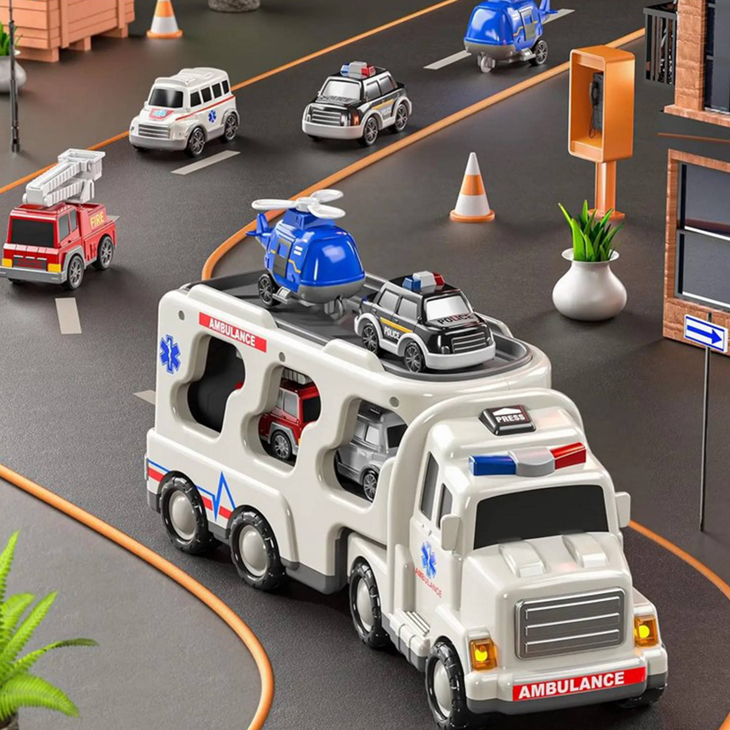 Laweta drogowa zestaw 5 aut - ambulans