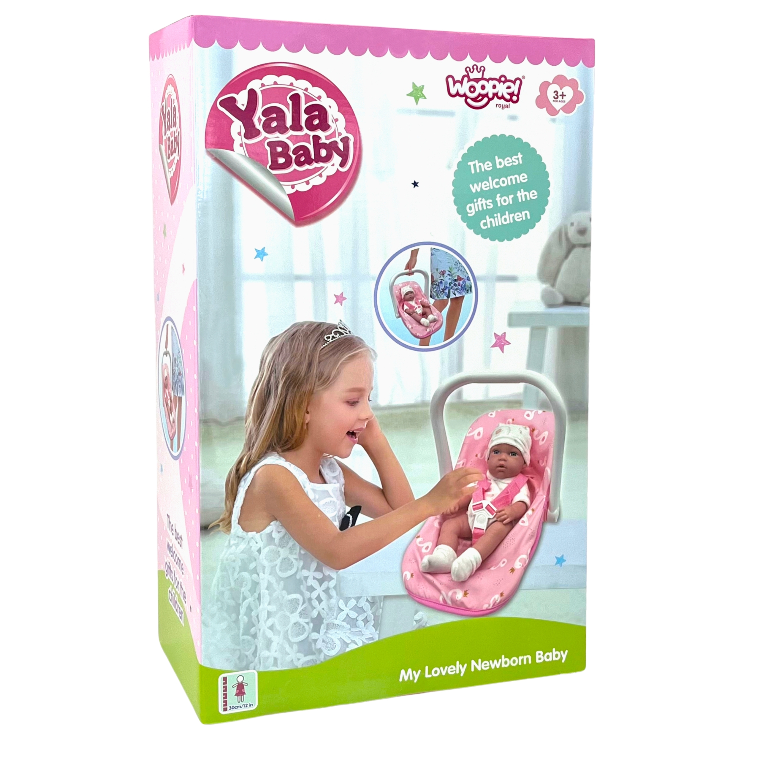 Zestaw lalka bobas 30,5 cm + nosidełko różowe