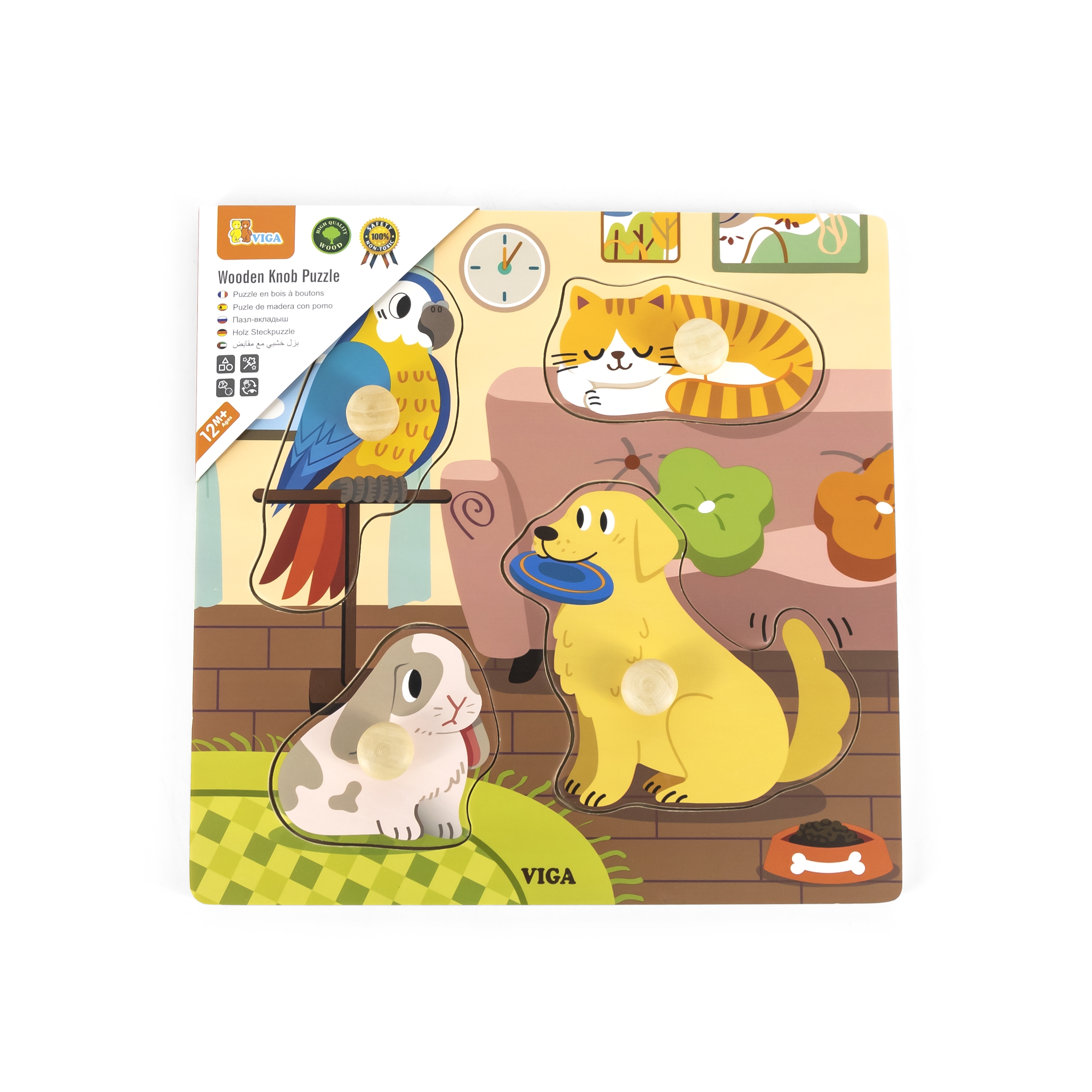 Drewniane puzzle z pinezkami zwierzęta domowe