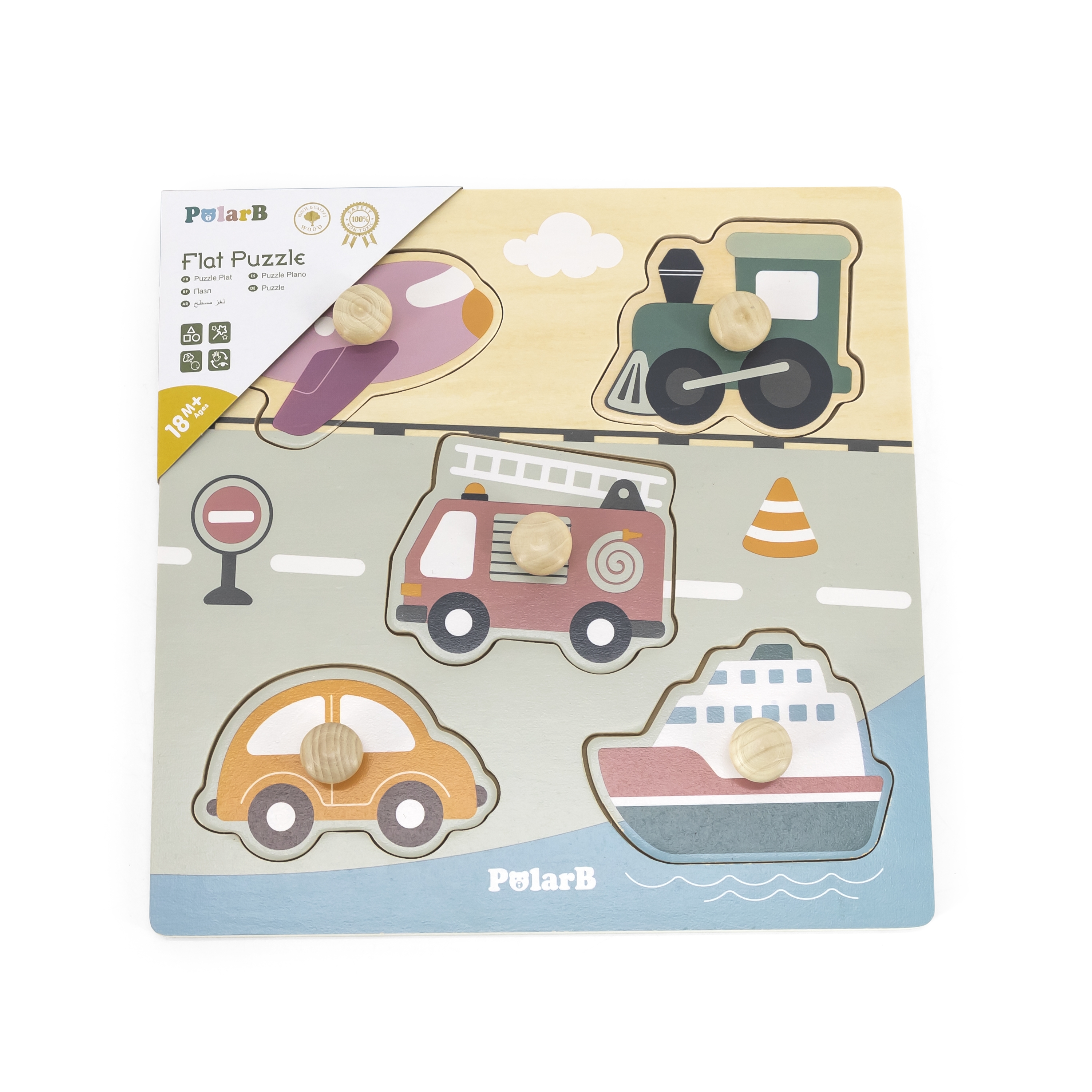 Polarb drewniane puzzle pojazdy z pinezkami