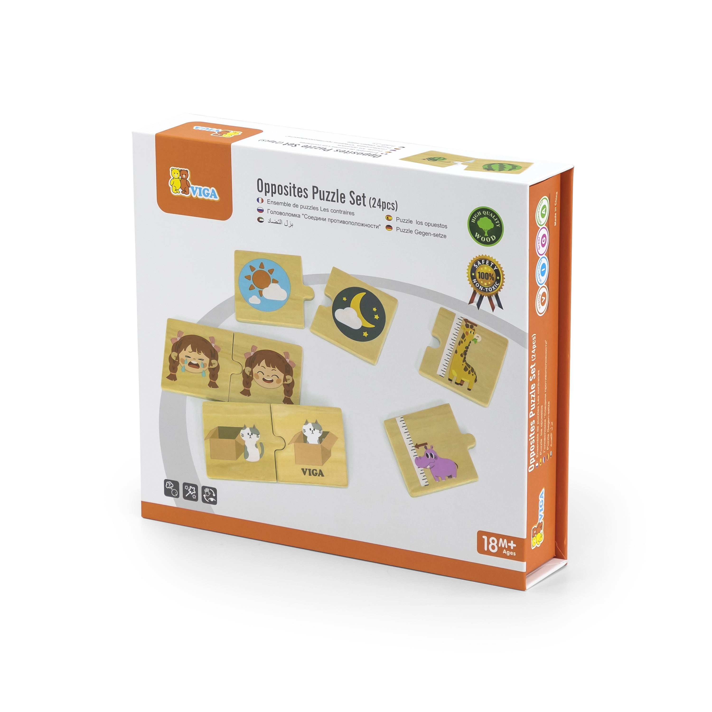 Drewniana układanka puzzle przeciwieństwa