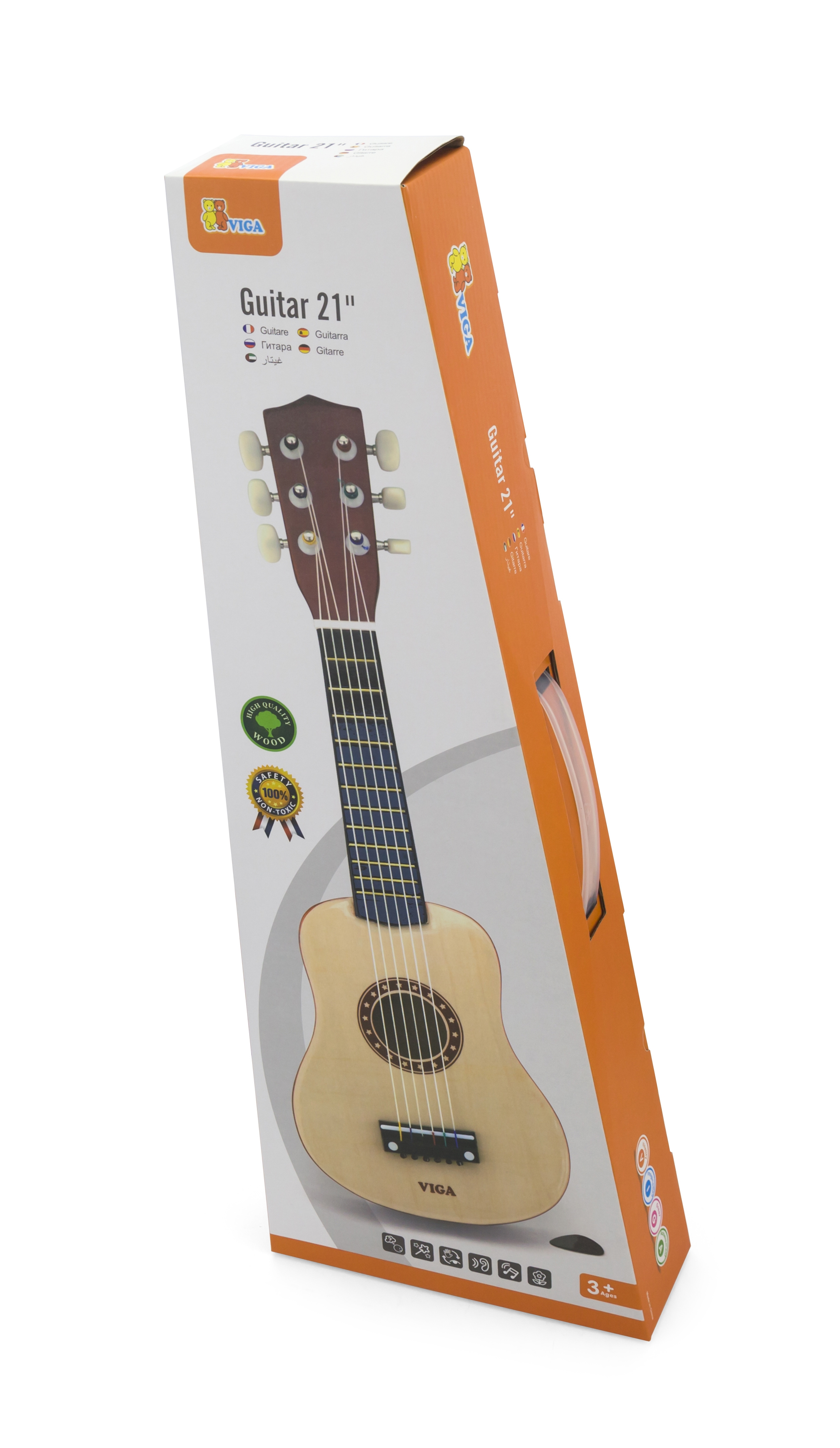 Drewniana gitara dla dzieci naturalna 21 cali 6 strun