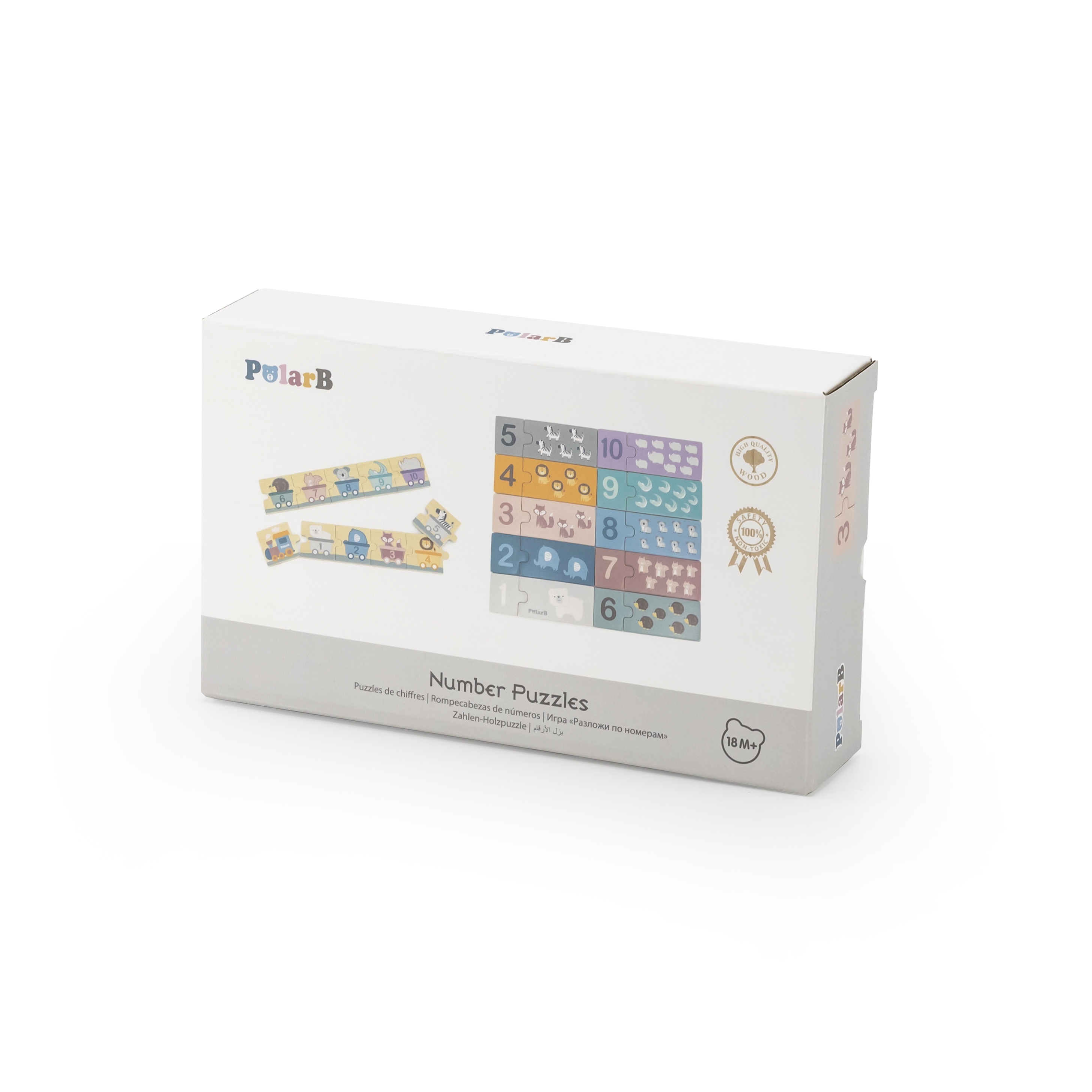Polarb drewniane puzzle numeryczne cyferki montessori