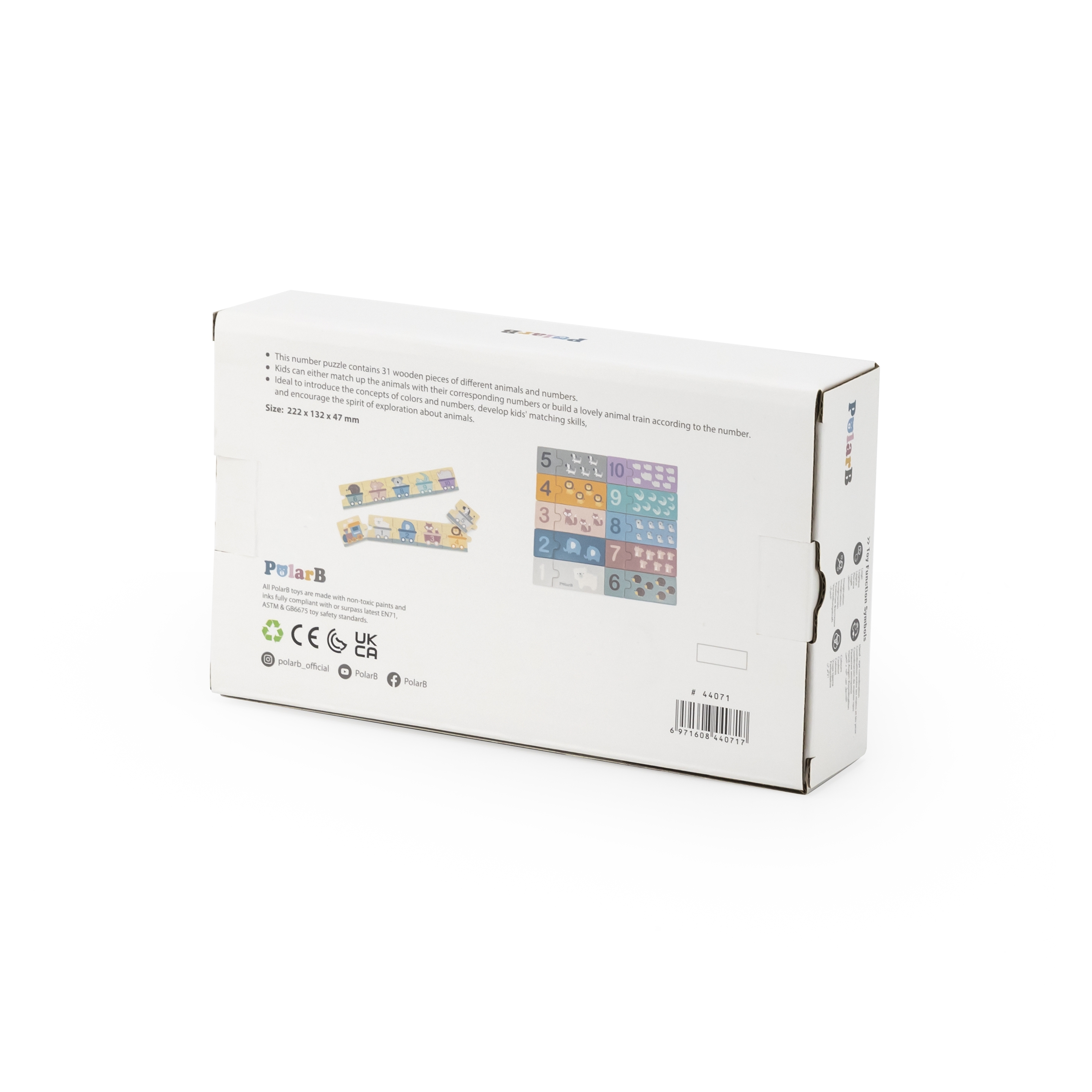 Polarb drewniane puzzle numeryczne cyferki montessori