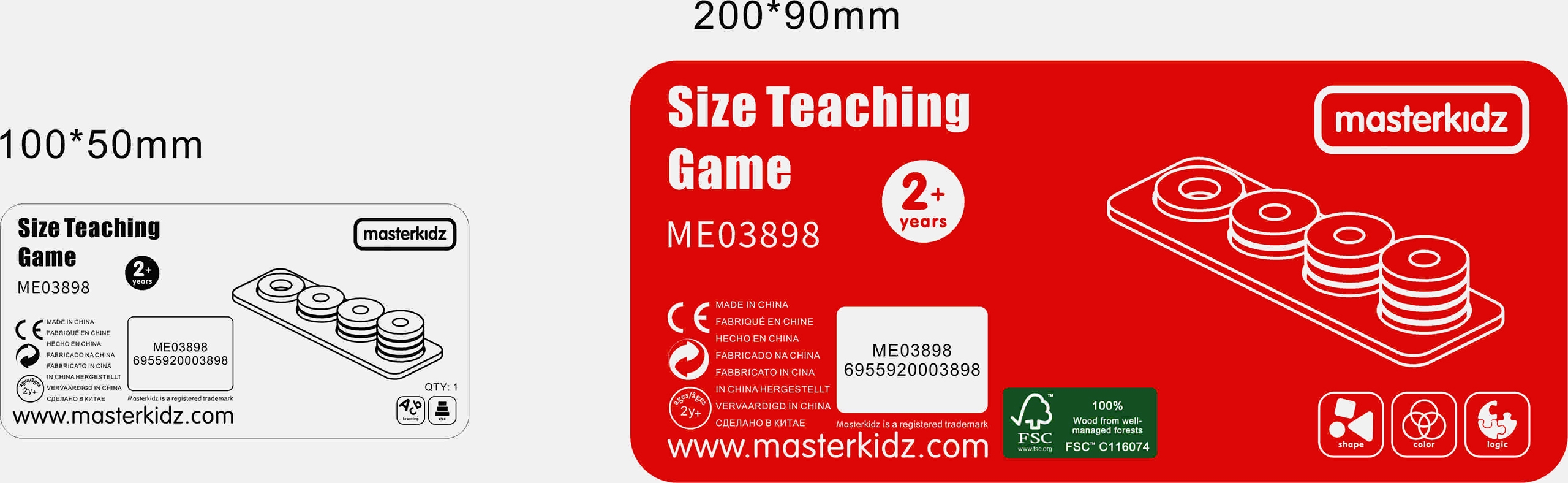 Gra nauka liczenia kolorów rozmiarów układanka montessori