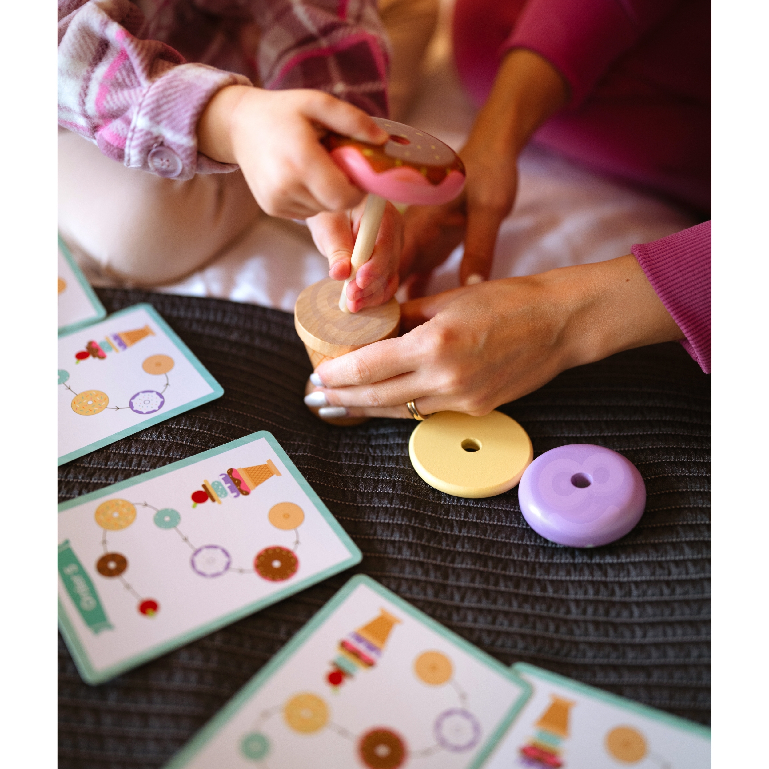 Drewniane lody układanka montessori cukiernia 12 el. fsc