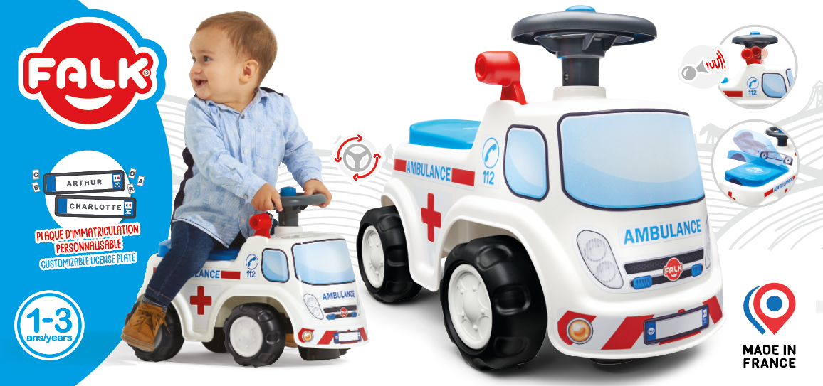 Jeździk samochód ambulans z klaksonem od 1 roku