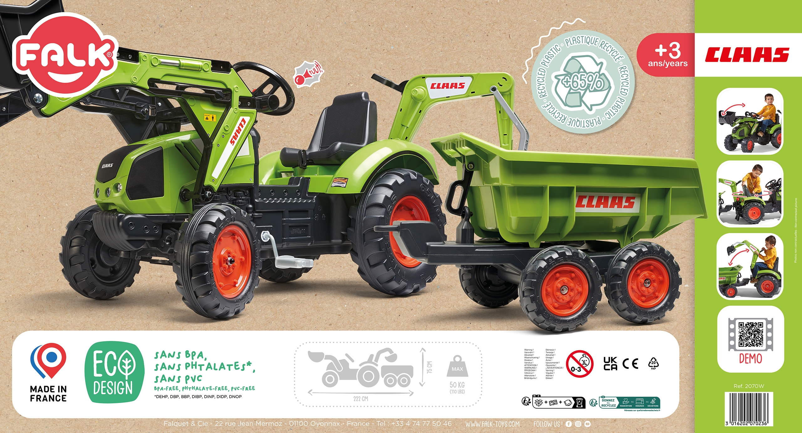 Traktor claas avec zielony na pedały z przyczepką od 3 lat