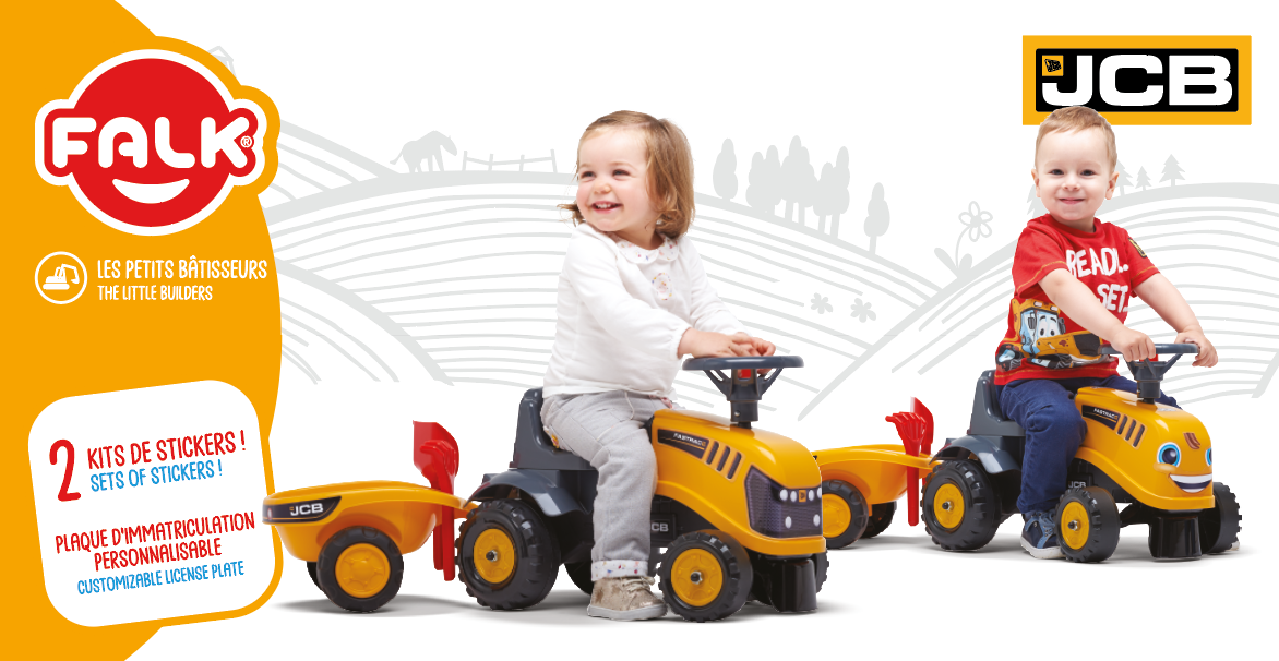 Traktorek jcb pomarańćzowy z przyczepką od 1 roku