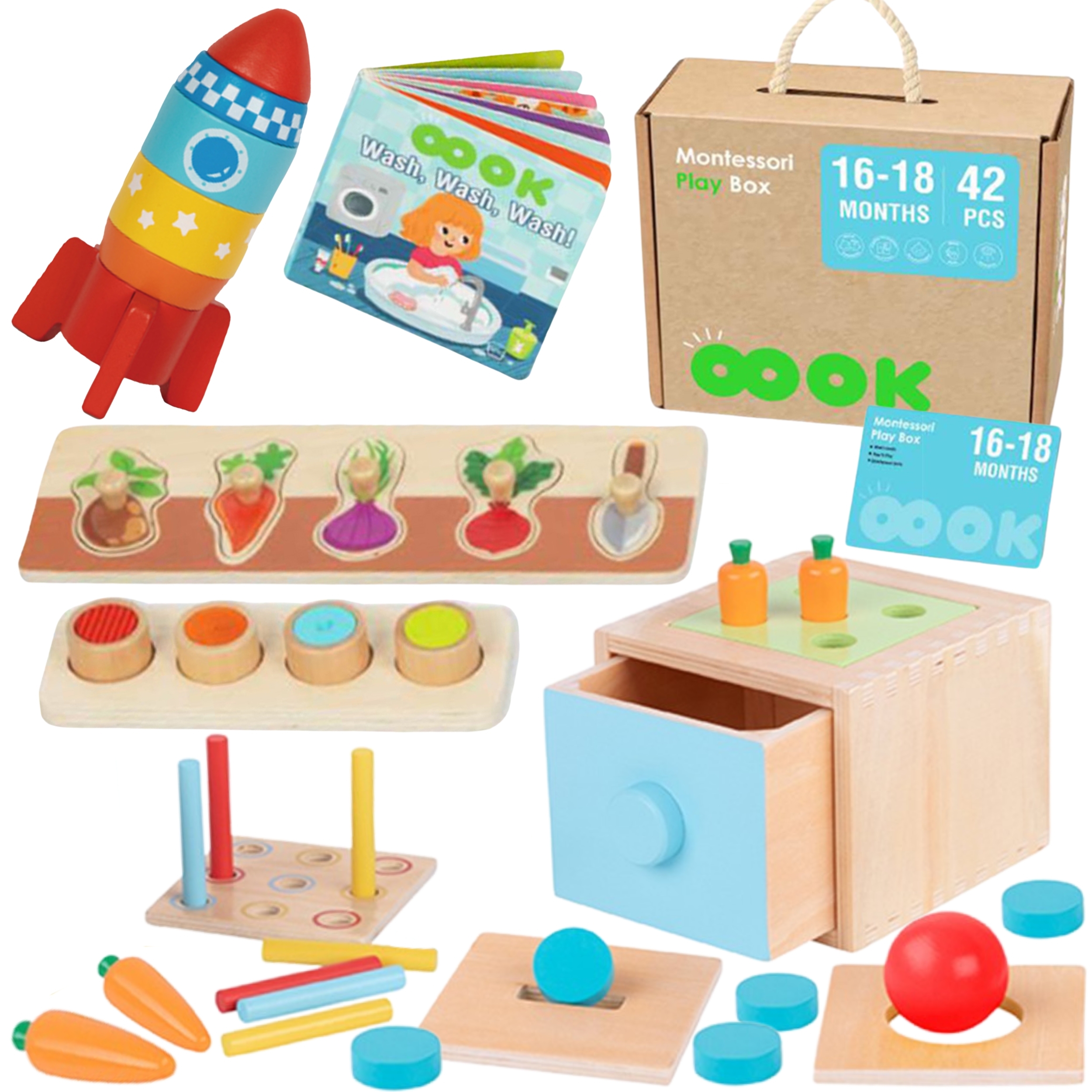 Box pudełko xxl montessori edukacyjne 7w1 sensoryczne 16-18 mies.