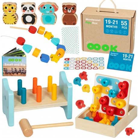 TOOKY TOY Box Pudełko XXL Montessori Edukacyjne 7w1 Sensoryczne 19-21 Mies.