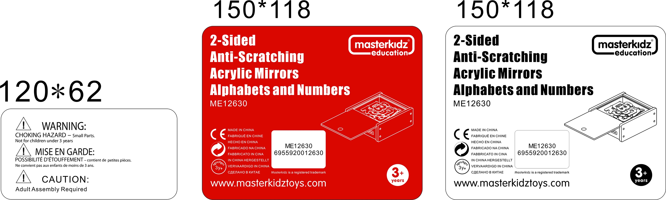 Dwustronne akrylowe lustra litery liczby alfabet montessori
