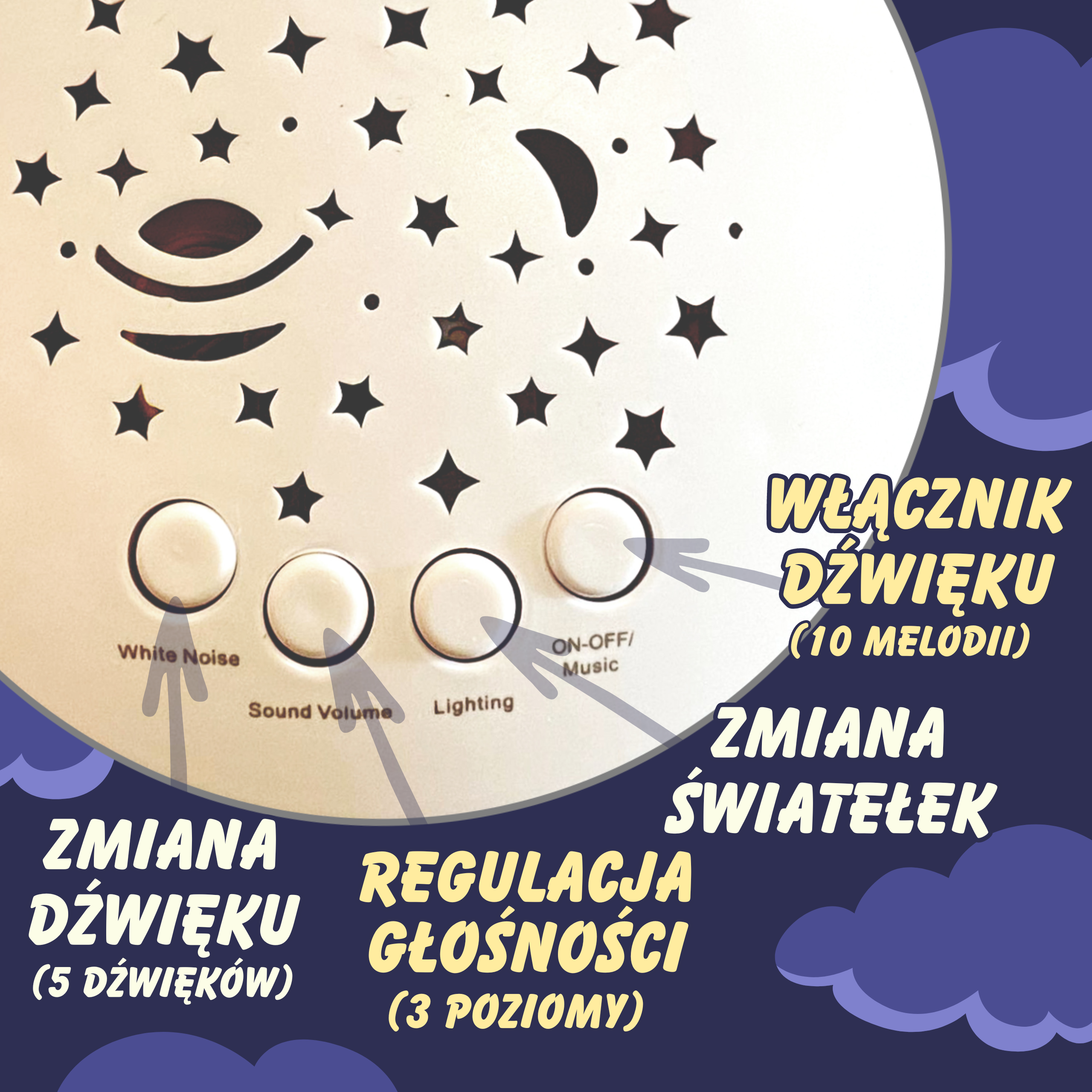Przytulanka usypiacz projektor 2w1 miś - 10 kołysanek