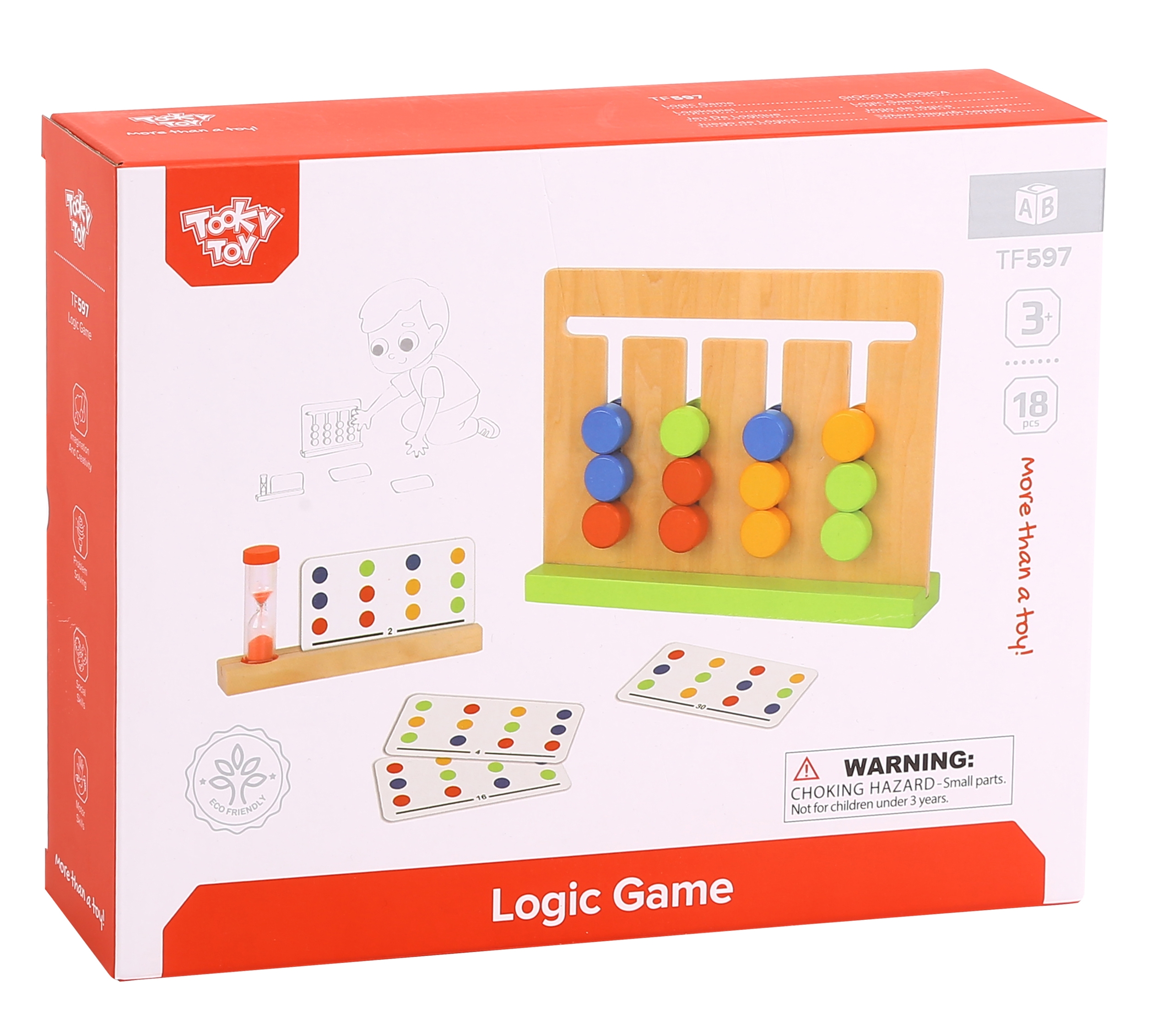 Kolorowy Wyścig Czasu - Drewniana Układanka Logiczna Tooky Toy
