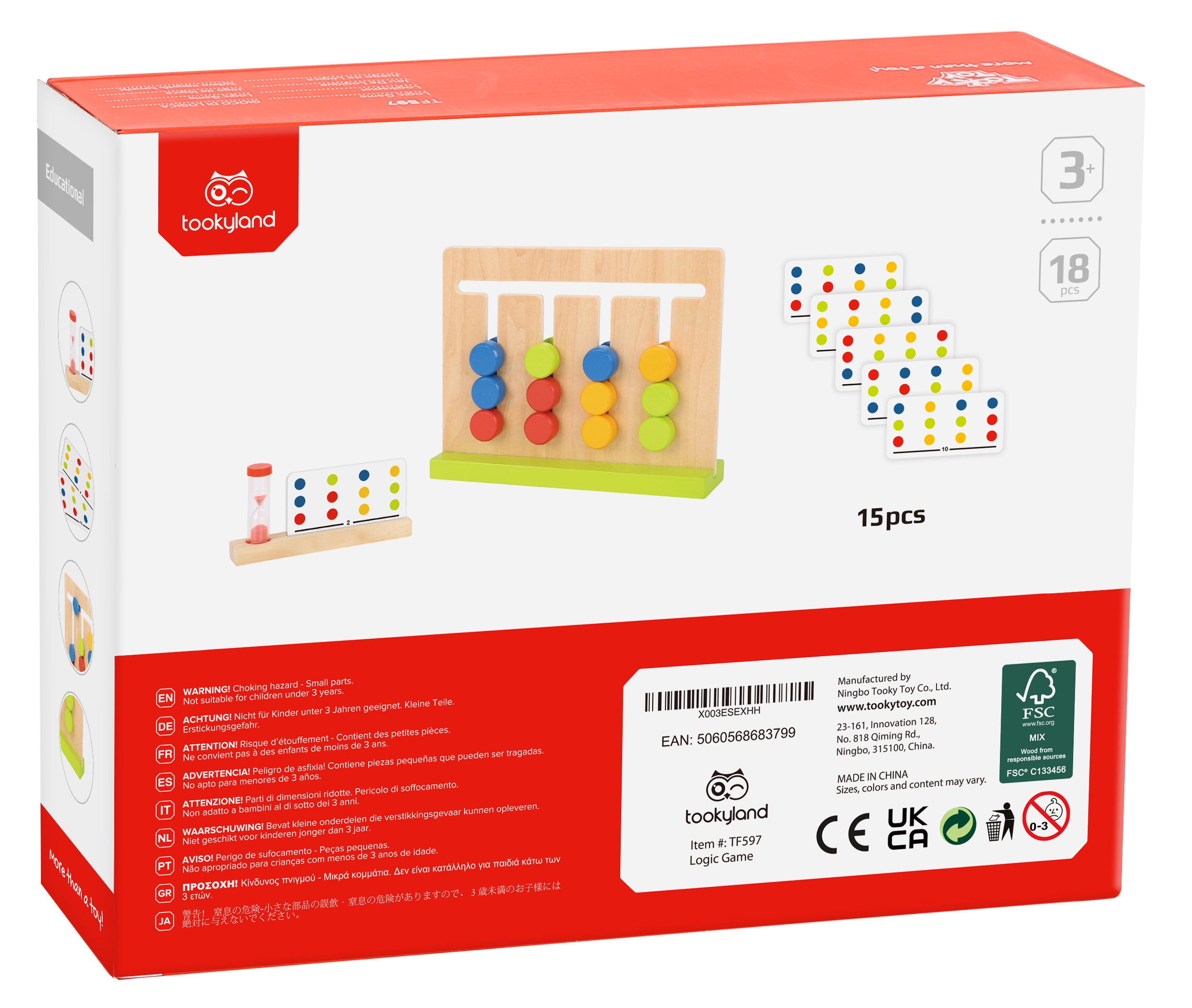 Kolorowy Wyścig Czasu - Drewniana Układanka Logiczna Tooky Toy