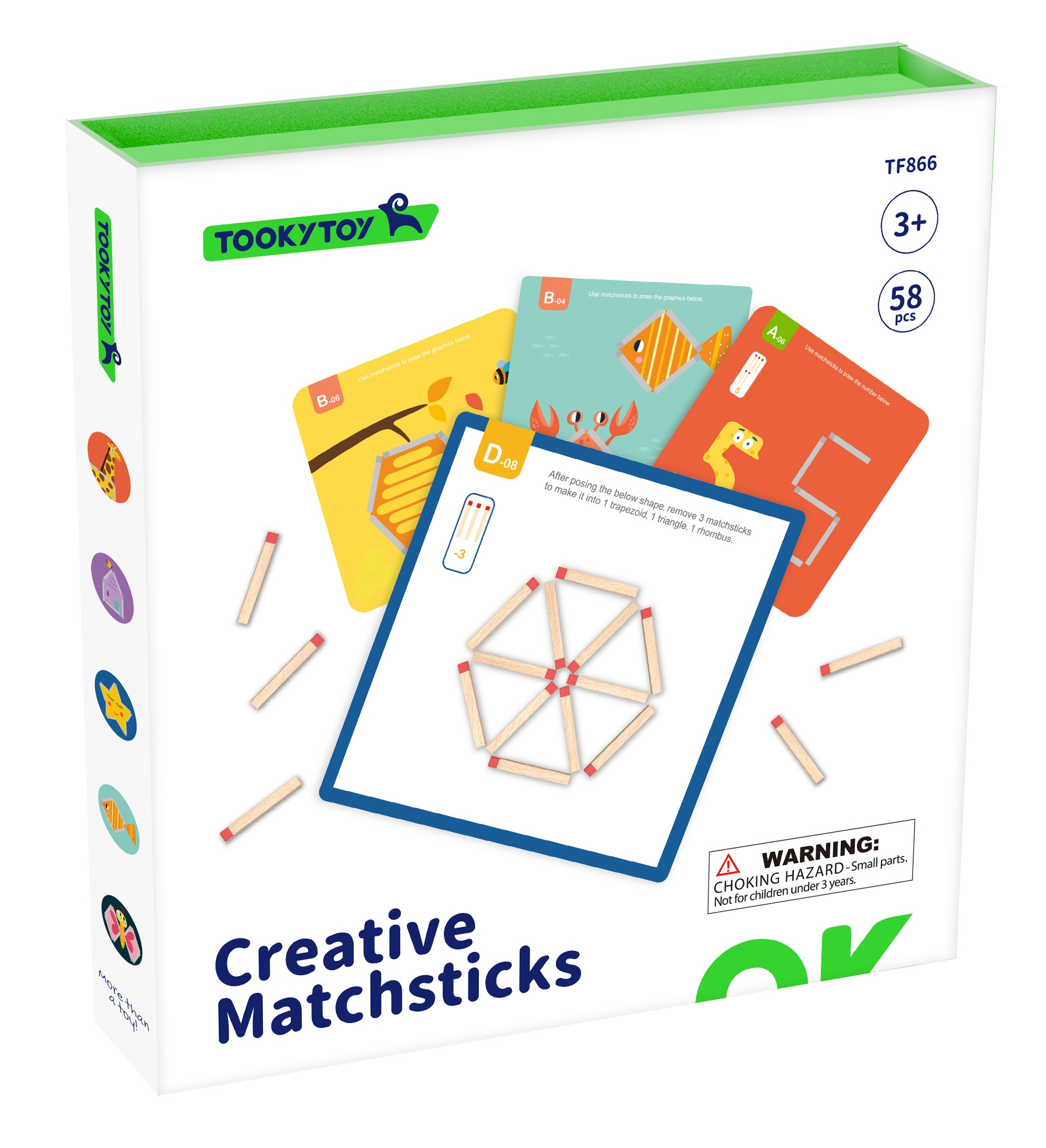 Drewniana układanka montessori gra logiczna łamigłówki zapałki magnetyczne dla dzieci 58 el.
