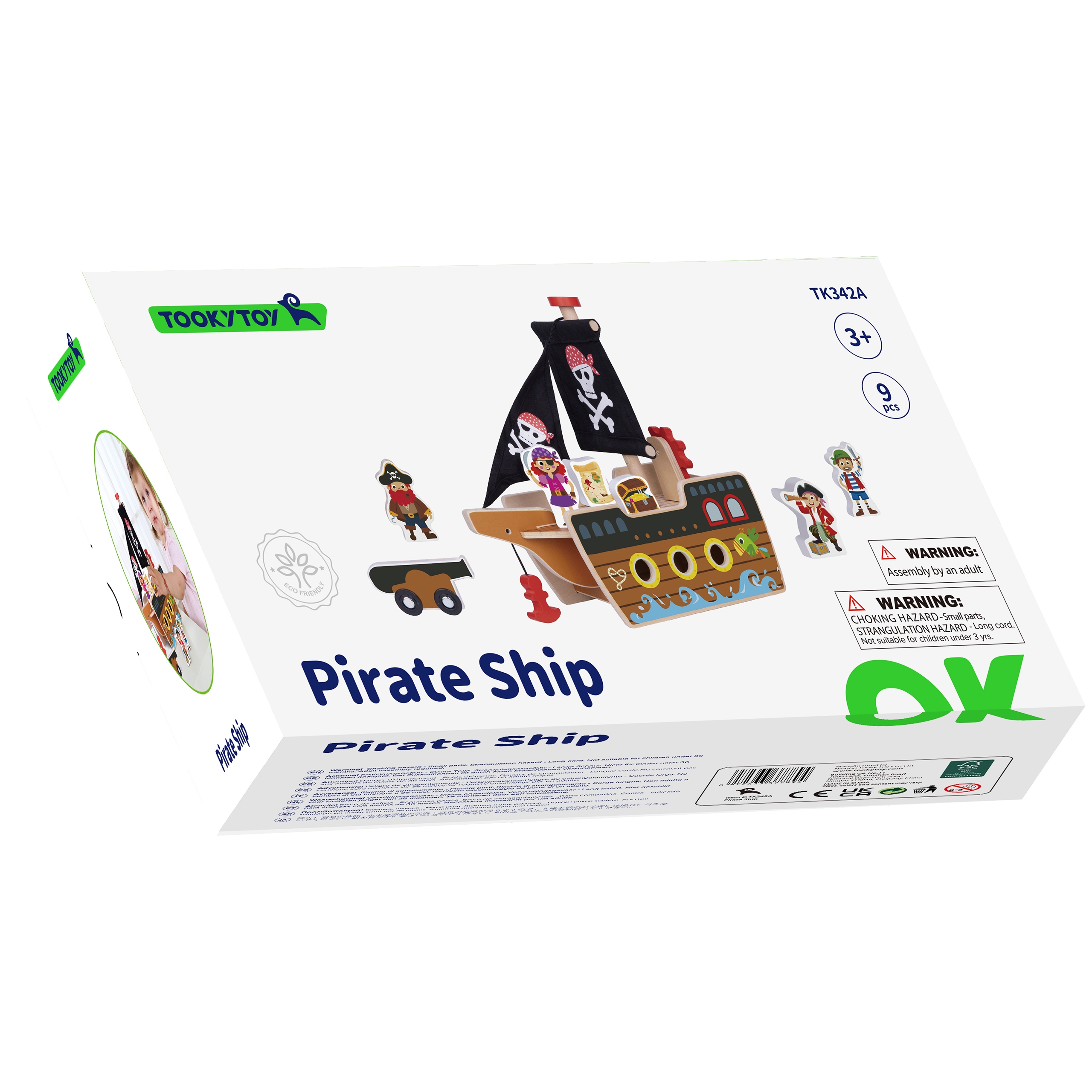 Statek piracki drewniany figurki zestaw