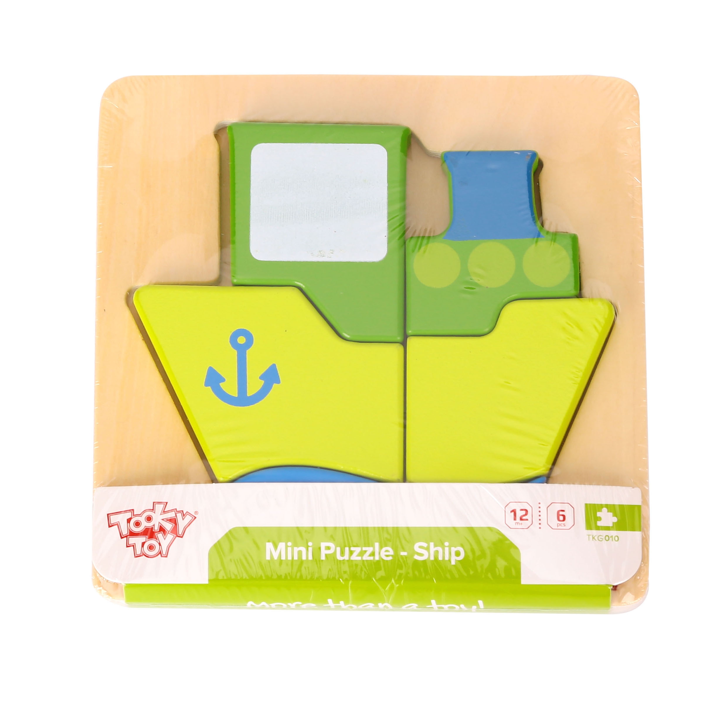 Puzzle układanka montessori grube klocki statek 6 el.