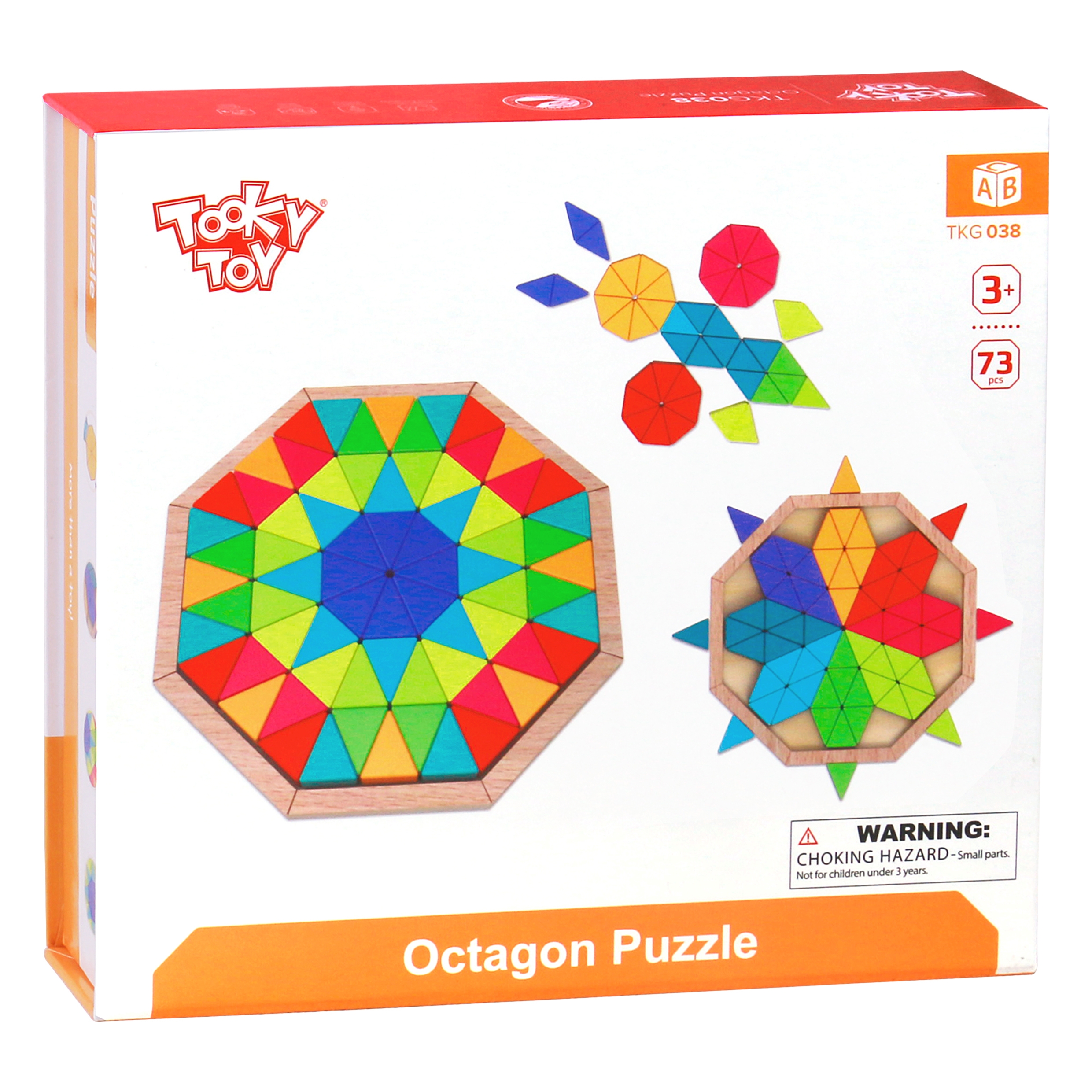 Puzzle ośmiokątne drewniana mozaika edukacyjna (73el.)