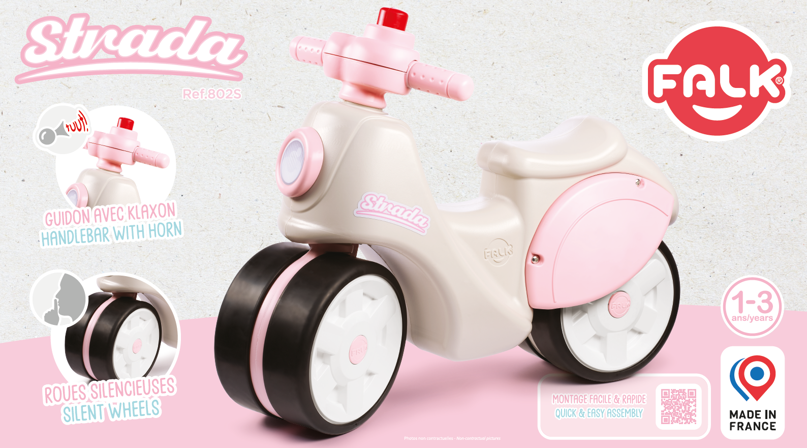 Jeździk scooter strada retro dla dziewczynki ciche opony od 1 roku