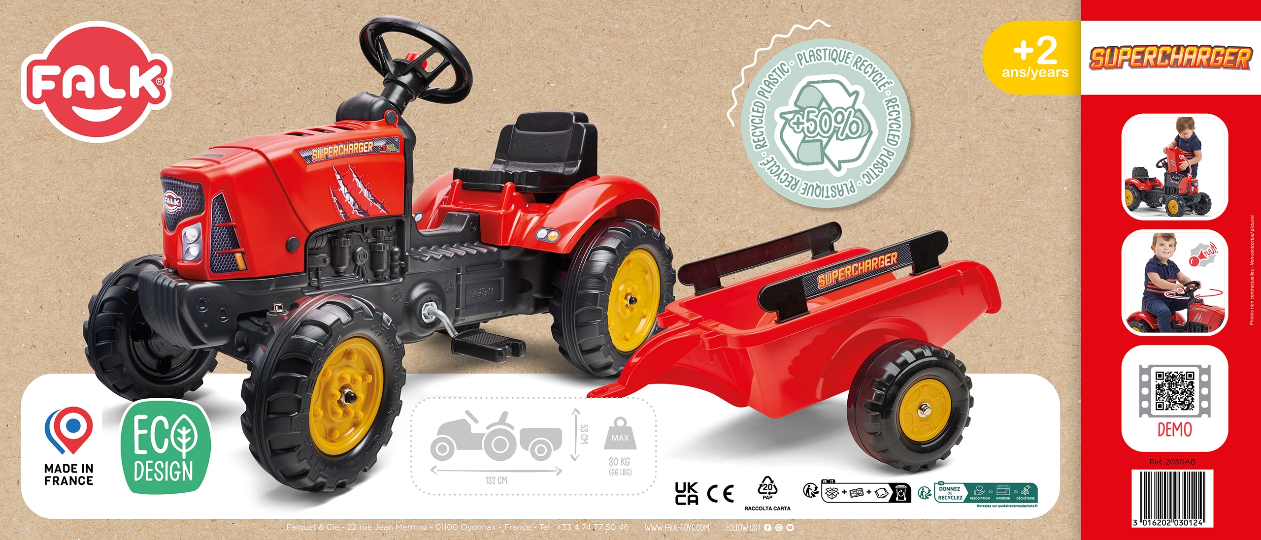 Traktorek red supercharger czerwony otwierana maska od 2 lat