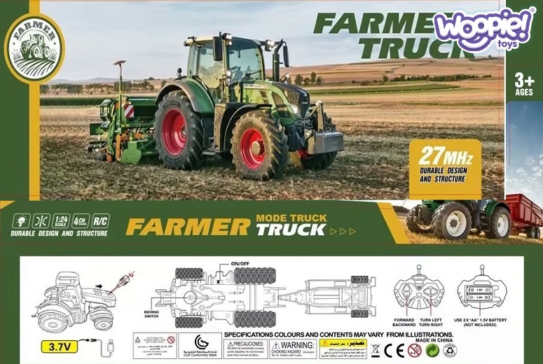 Traktor z przyczepą na pilota sterowany rc - skala 1:24