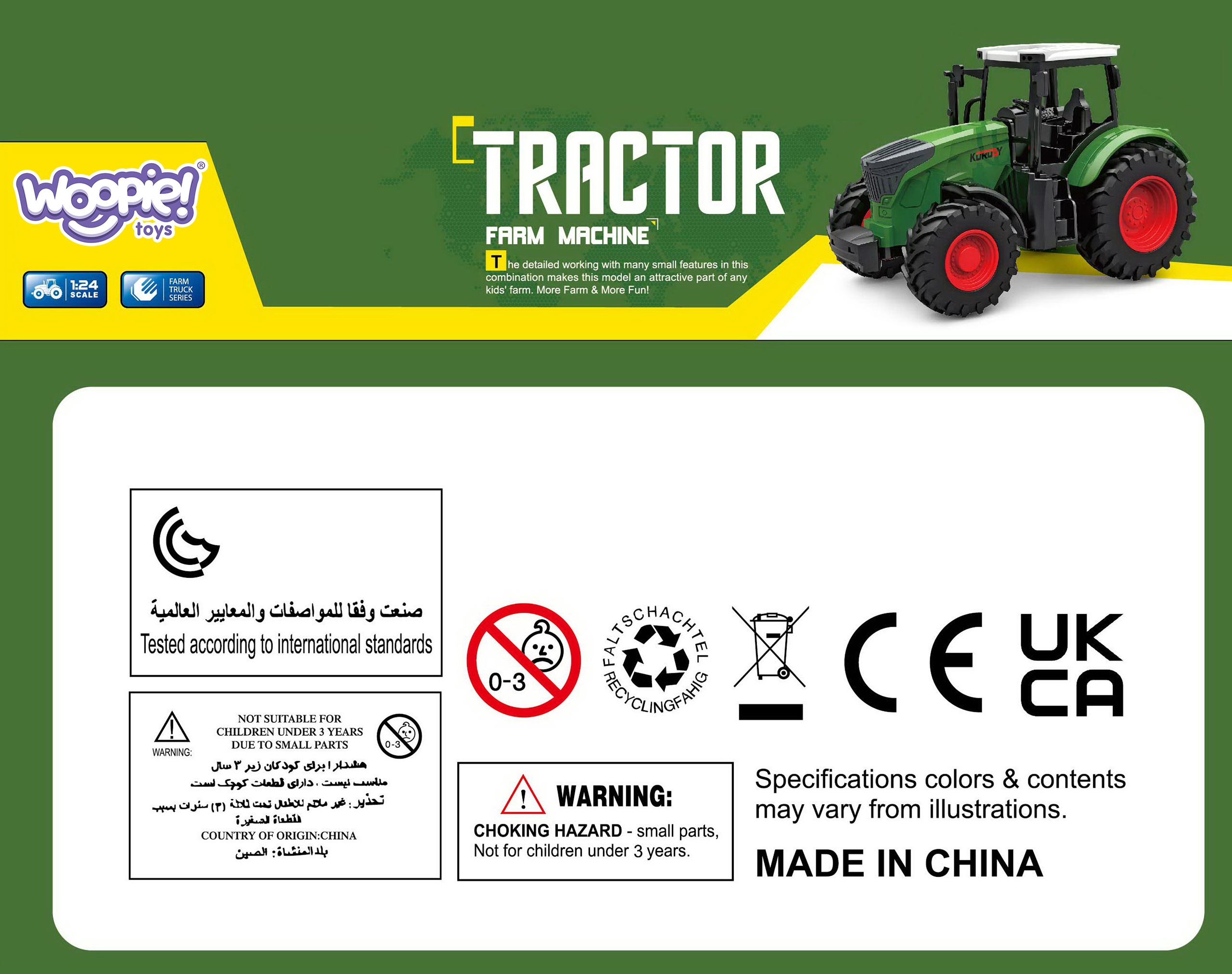 Traktor ciągnik gumowe koła zielony