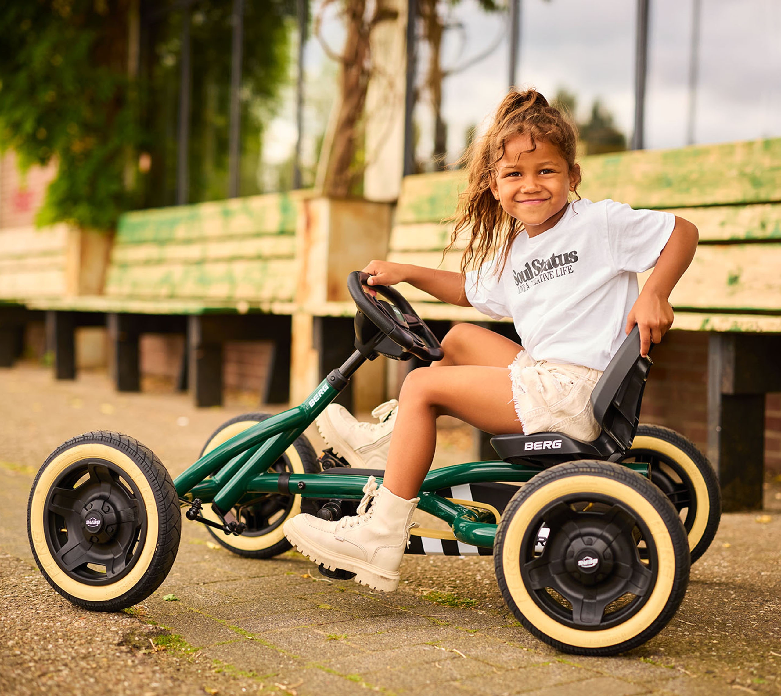 Gokart na pedały buddy retro green do 50 kg
