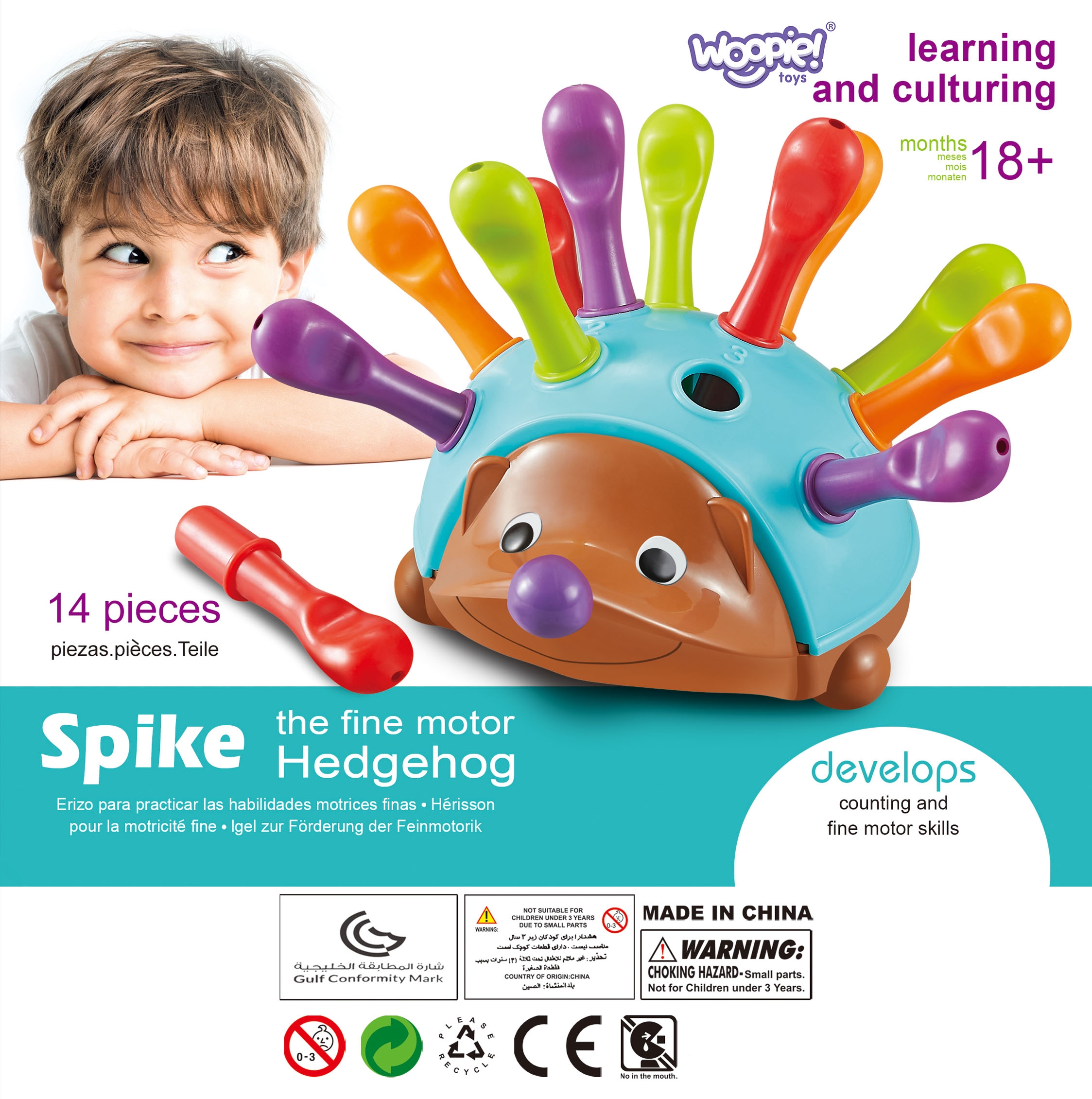 Gra zręcznościowa jeżyk sorter montessori nauka liczb i kolorów 4w1
