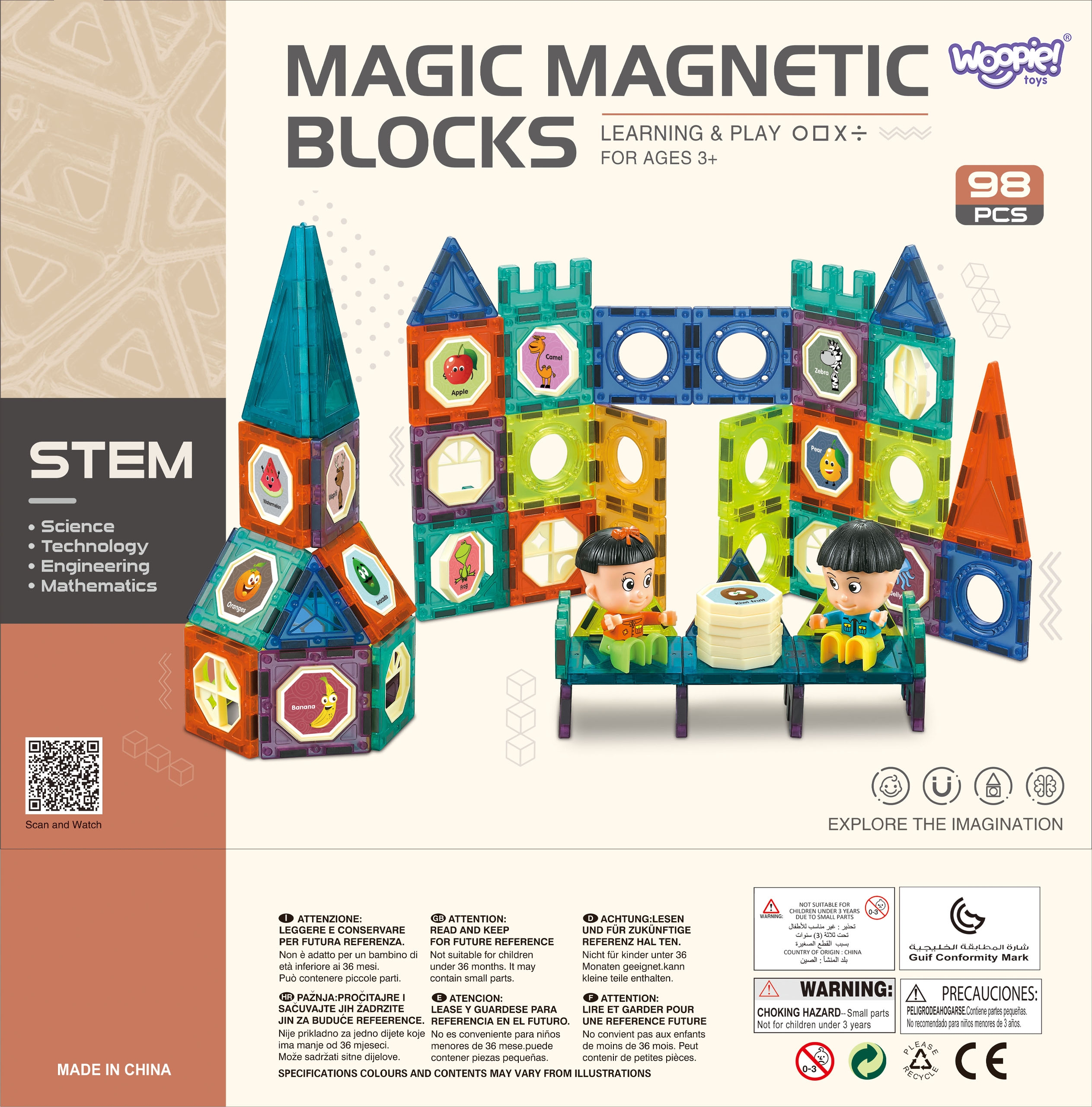Klocki magnetyczne zamek 98 el.