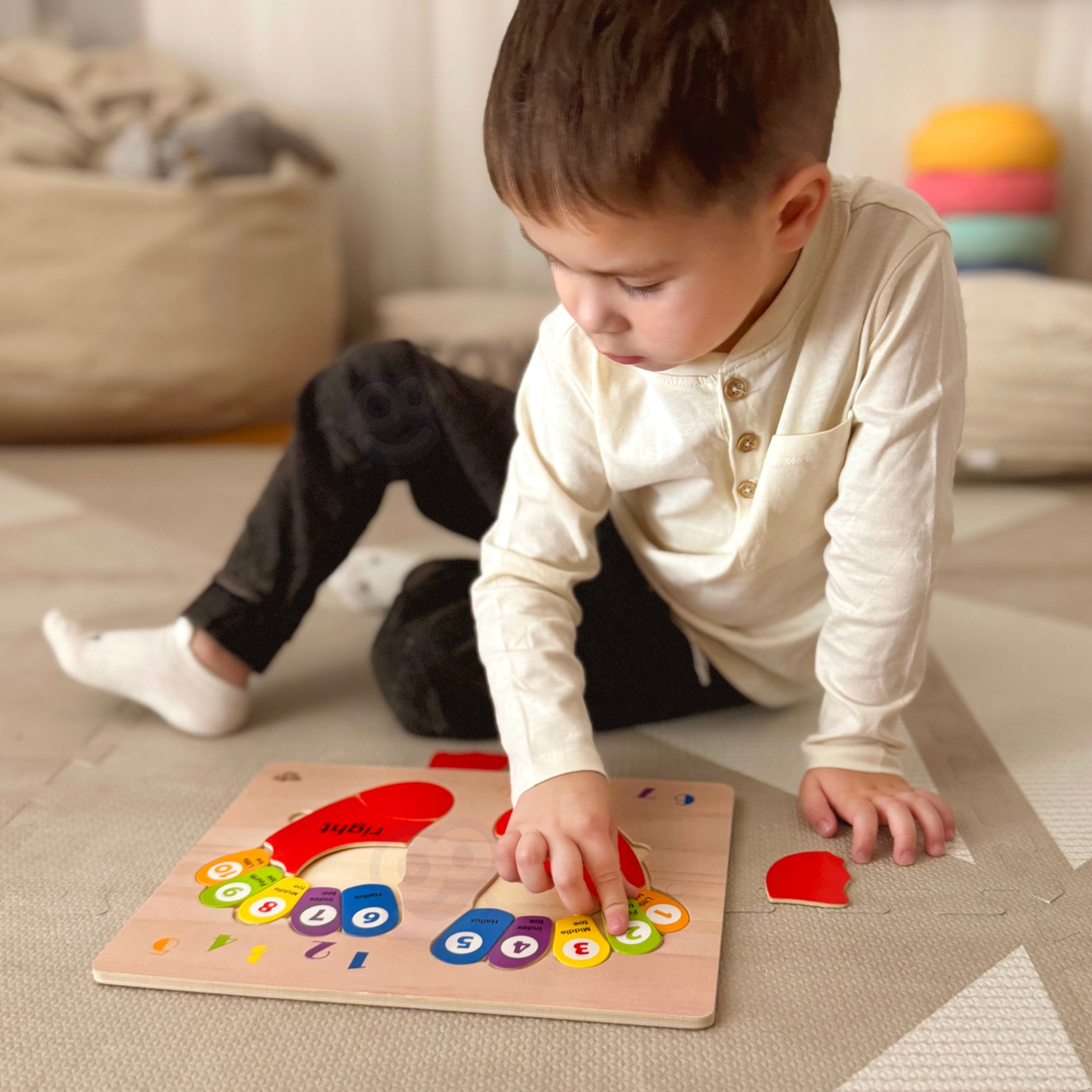 TOOKY TOY Edukacyjna Drewniana Układanka Stopy Nauka Liczenia i Kolorów