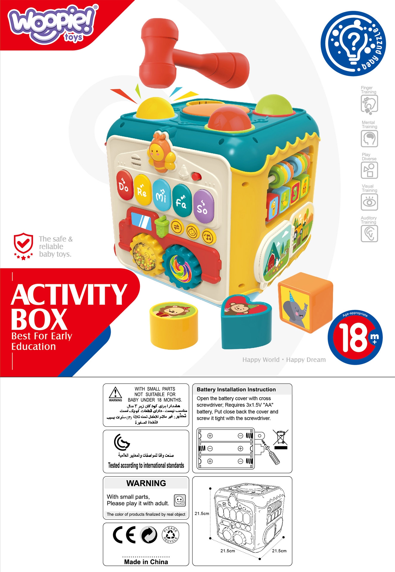 Wielofunkcyjna kostka aktywności montessori 6w1 - 18m+