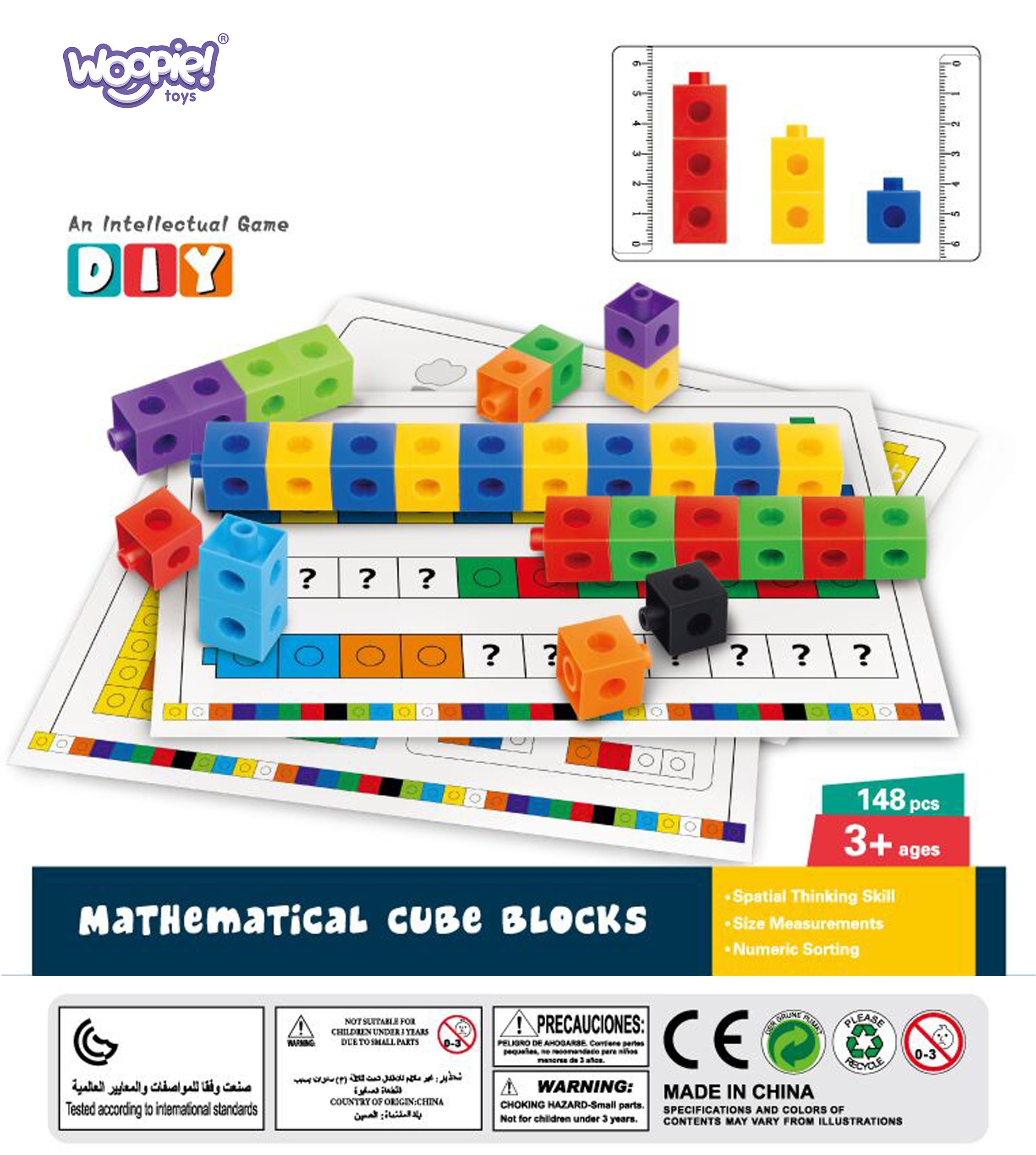 Gra układanka matematyczna klocki konstrukcyjne + wzory 148 el.