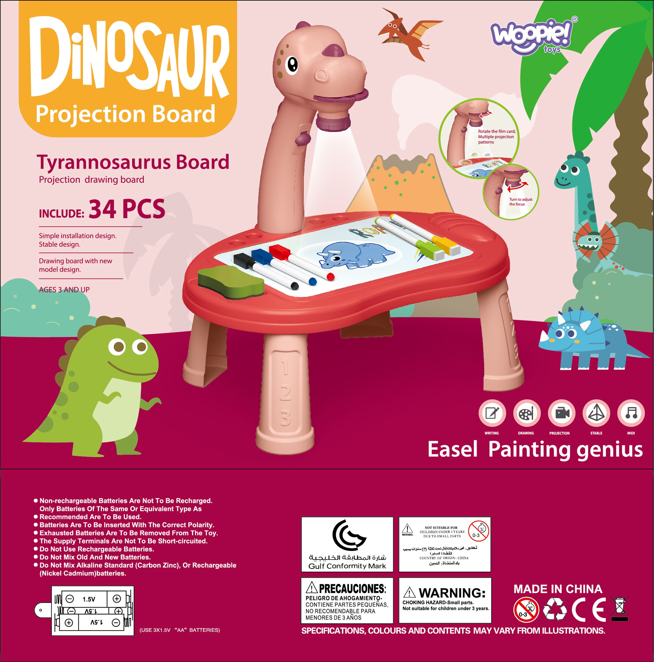 Tablica do rysowania projektor dinozaur 24 wzory + 2 gry