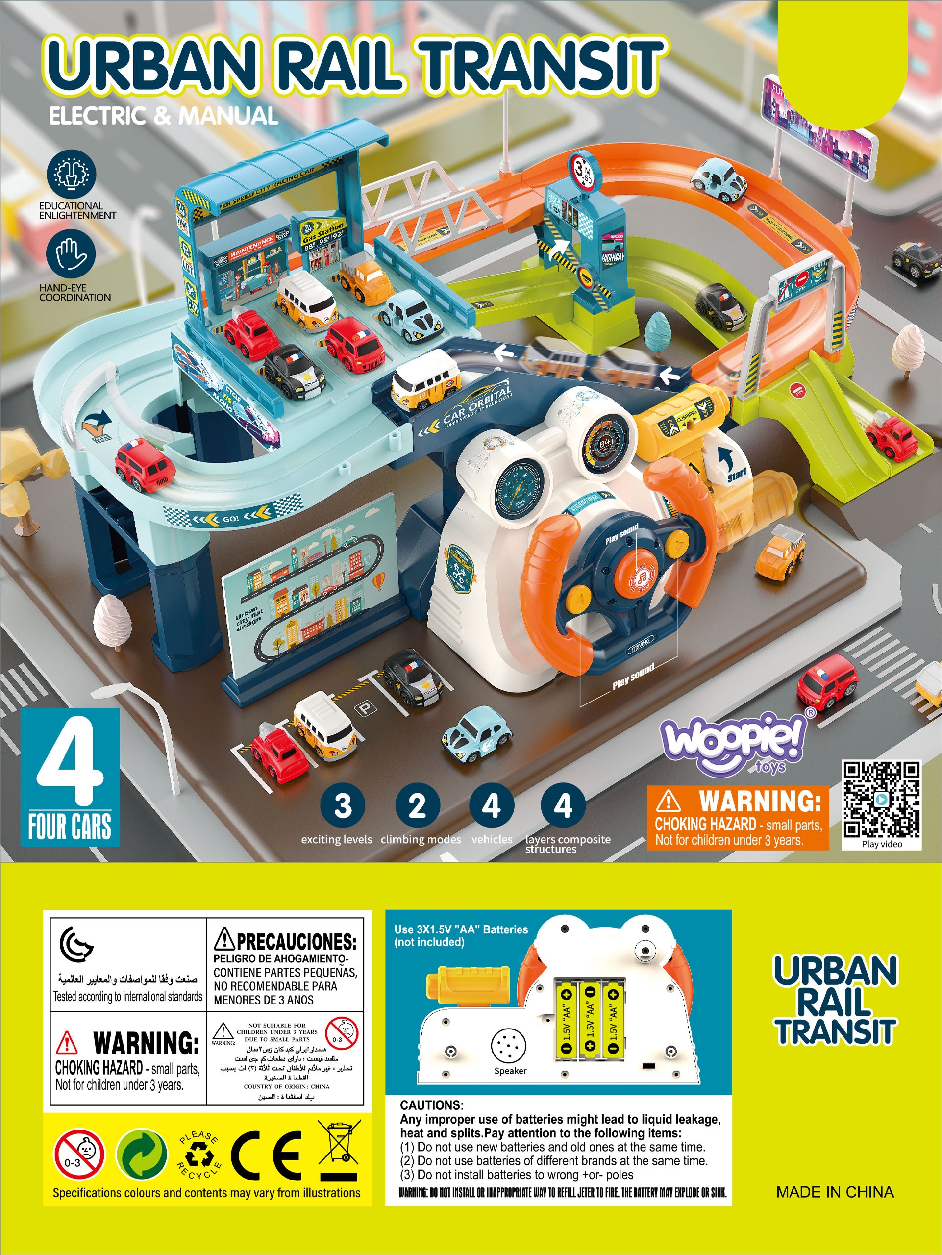 Parking garaż z interaktywną kierownicą + 4 auta